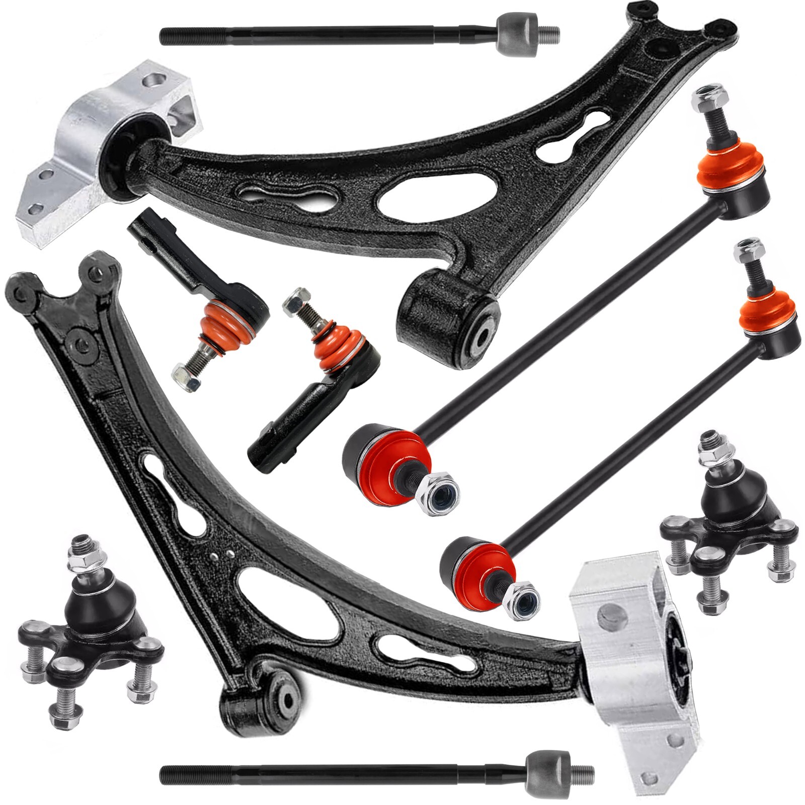 10PC Front Lower Control Arms Sway Bar Links Tie Rod Ball Joints Audi Volkswagen 10PC Front Lower Control Arms Sway Bar Links Tie Rod Ball Joints Audi Volkswagen