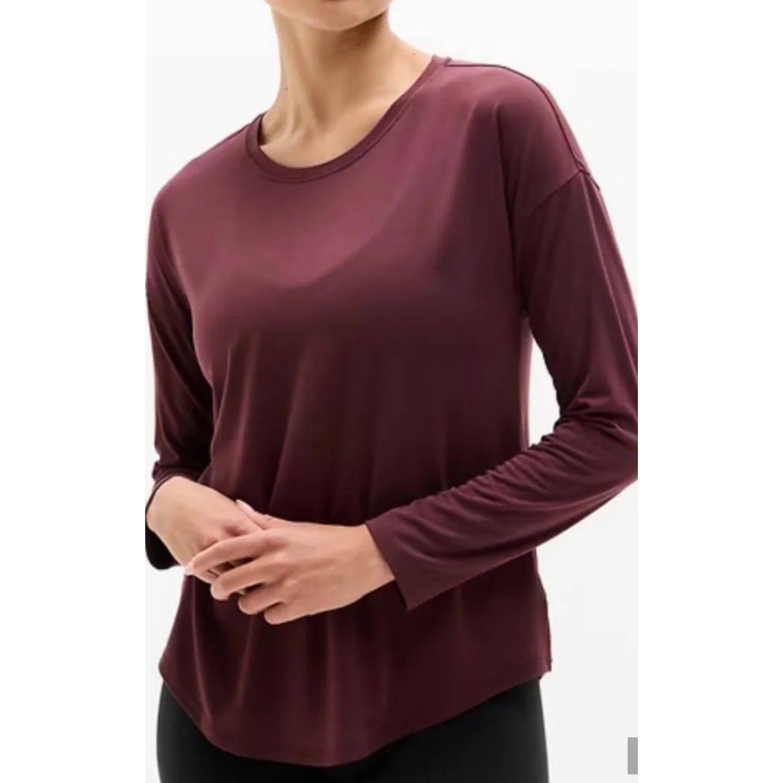 Athleta Move With Ease Burgundy TENCEL Modal Relaxed Top Size Medium