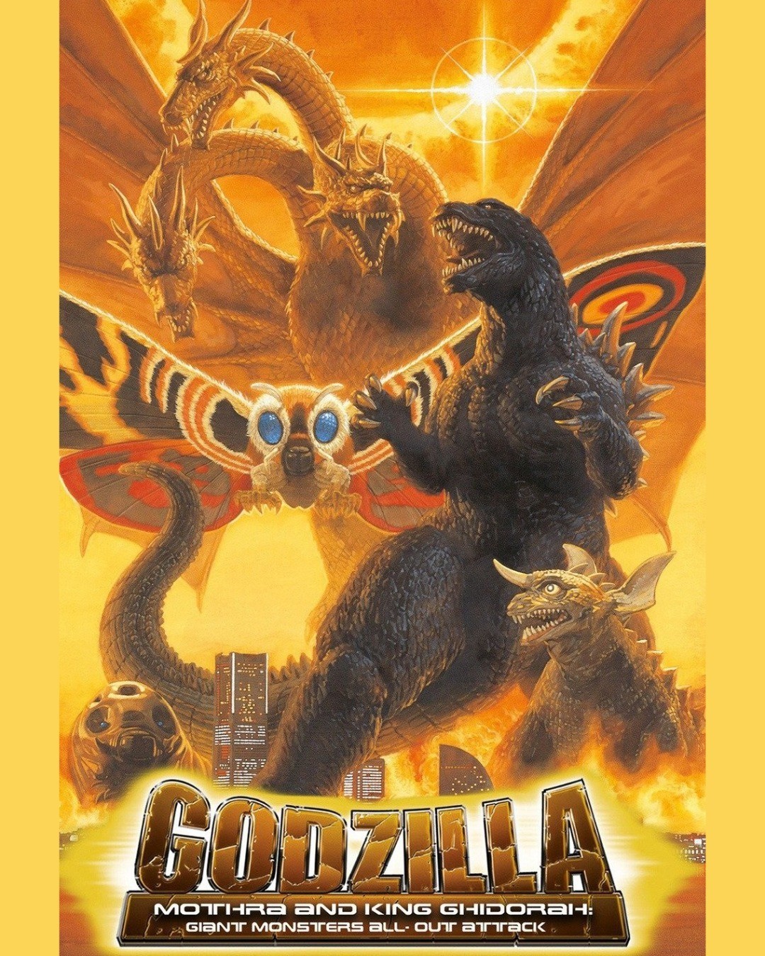 Vintage Kaiju Monster Poster, Giant Creature Dragon Wall Art, Retro Japanese Sty