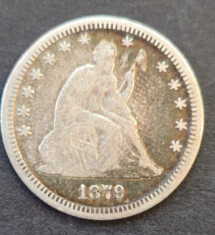 1879 SEATED LIBERTY QUARTER -- Fair example of a rare mintage 1879 SEATED LIBERTY QUARTER -- Fair example of a rare mintage