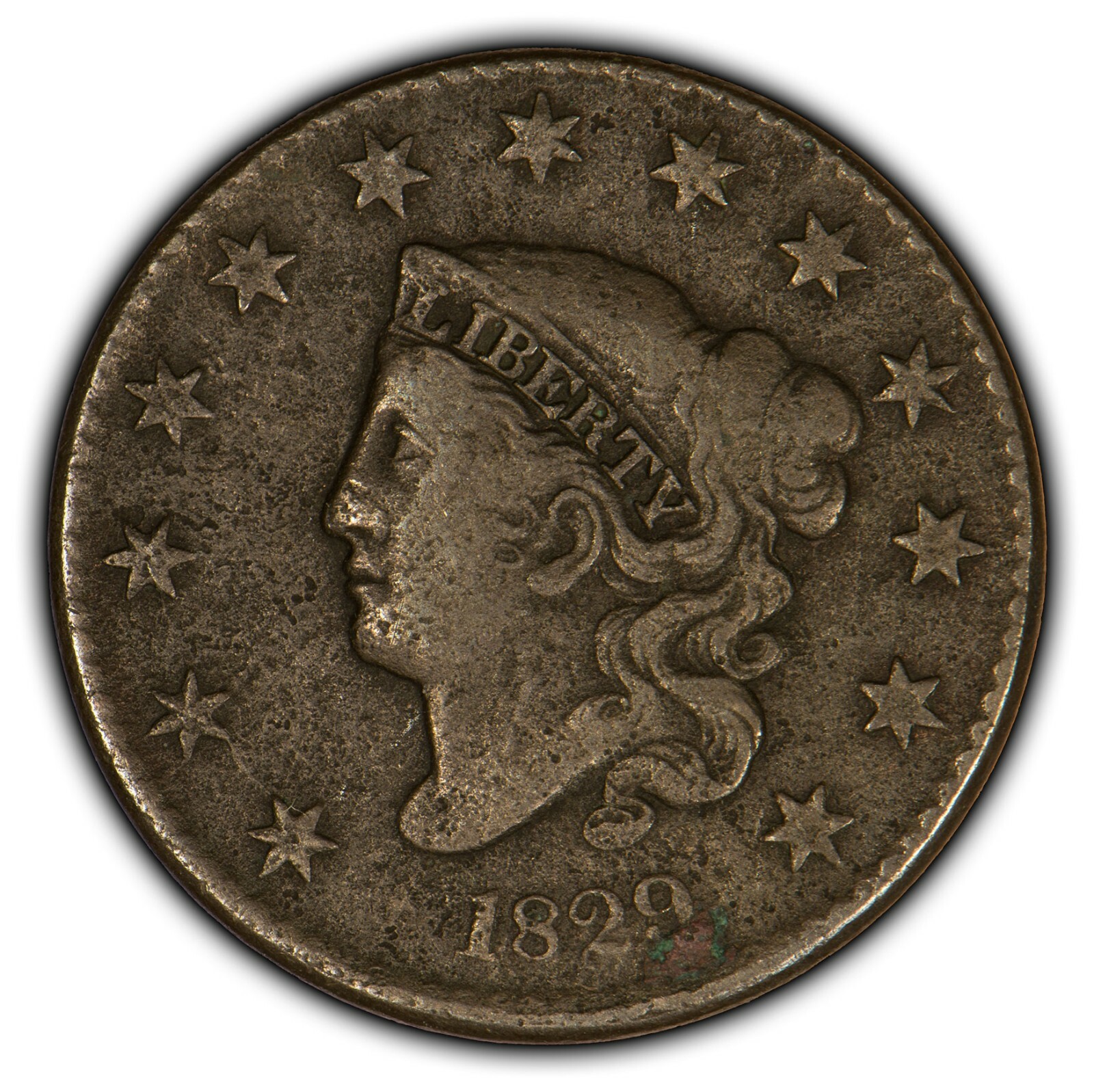 1829 1c Coronet Head Large Cent - Medium Letters - Better Date - VF Dets. Y2395
