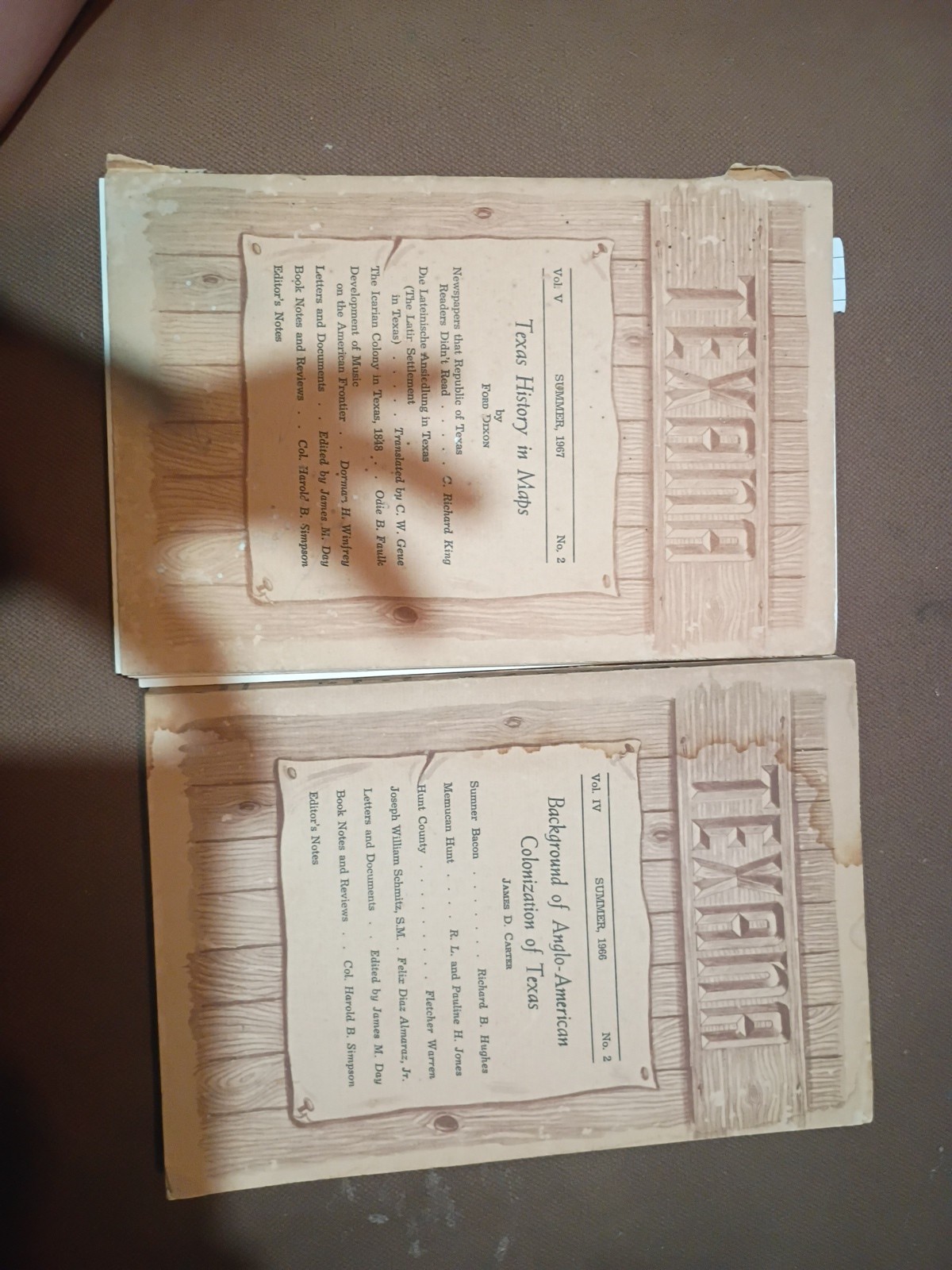 Set Of 2 Texana, Vol.IV SUMMER 1966 NO.2 And Summer 1967 Set Of 2 Texana, Vol.IV SUMMER 1966 NO.2 And Summer 1967