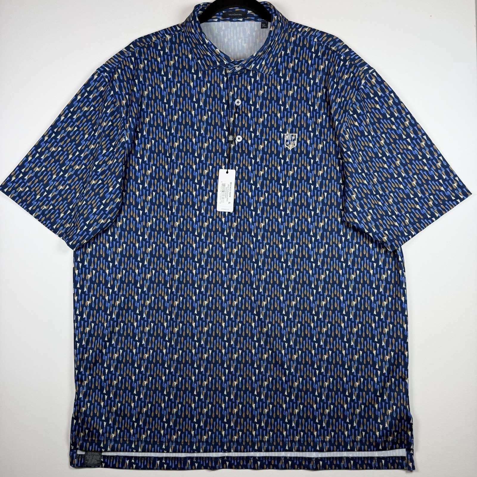 NWT Turtleson Men Golf Polo Shirt XL Performance Arrow Pattern Mission Hills CC