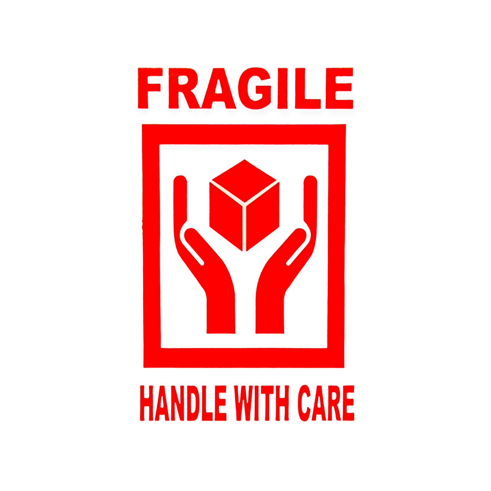2x3-inch Fragile Hands Box (RD/WH) Labels Heavy Adhesive Stickers 9RLS of 300 EA