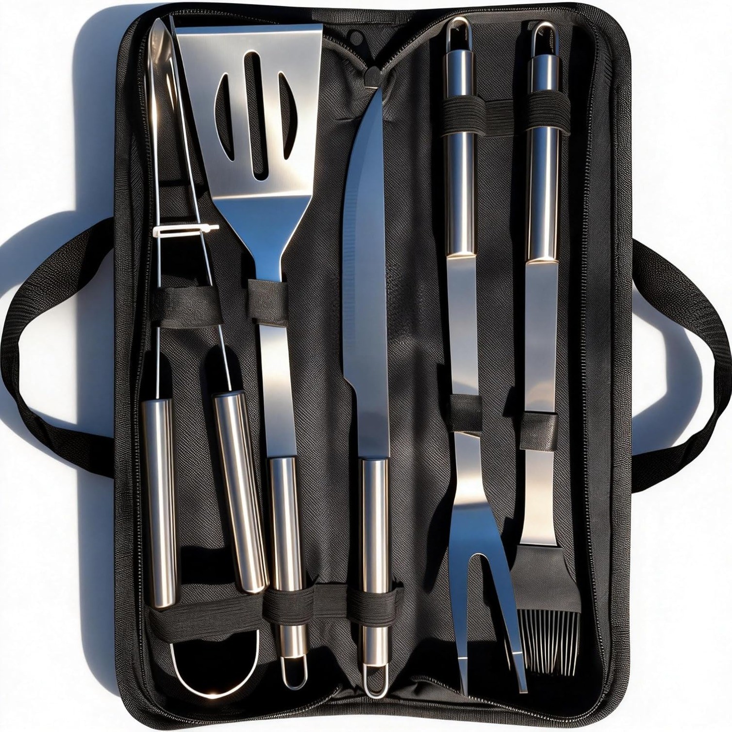 5PCS BBQ Grilling Tools Set, Stainless Steel Grilling with Free Portable Bag