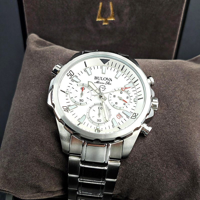Bulova 96B255 Marine Star Chronograph Men\'s White Watch 43 mm
