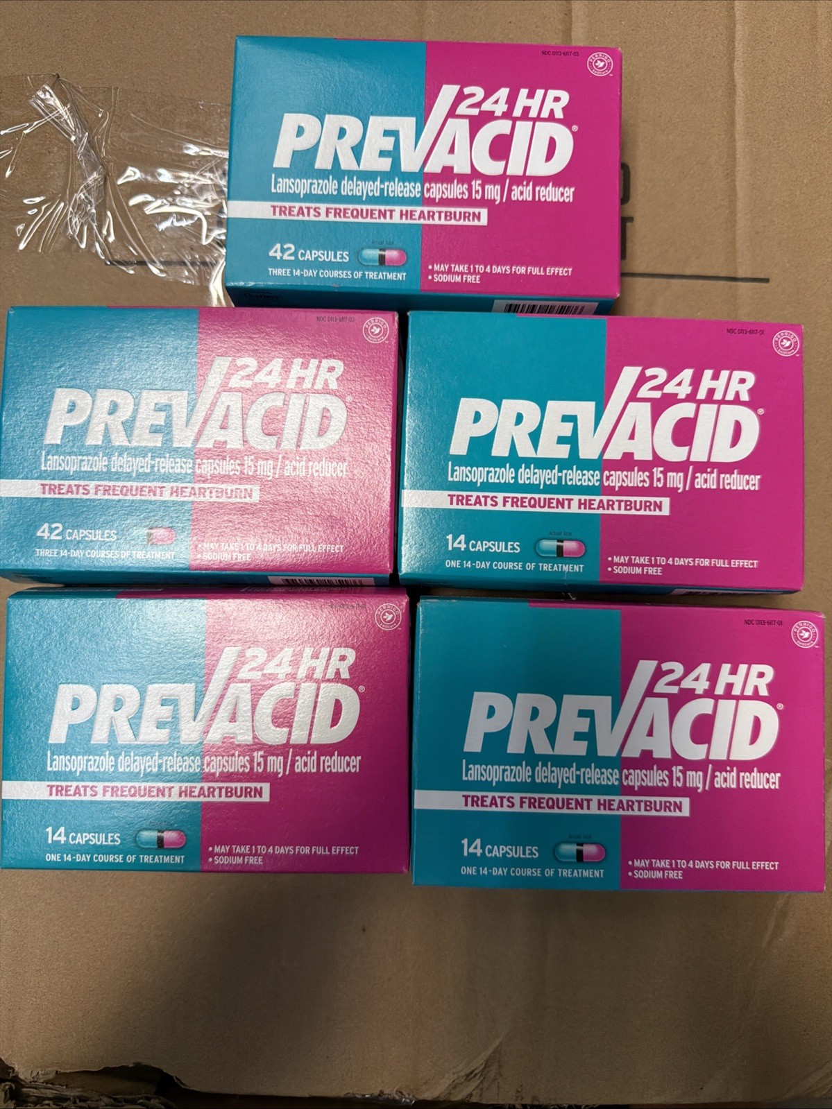 Lot Of 5 Prevacid 24HR Acid Reducer 14 Capsules Exp-9/26