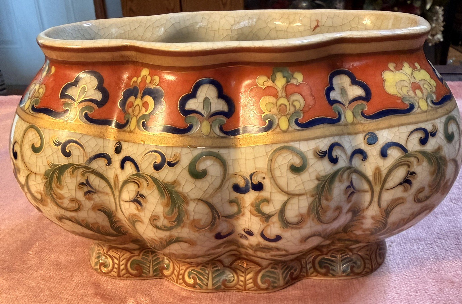 Amita~Chinese Export Porcelain Oval Flower Planter/ Pot/ Vase Antique RARE