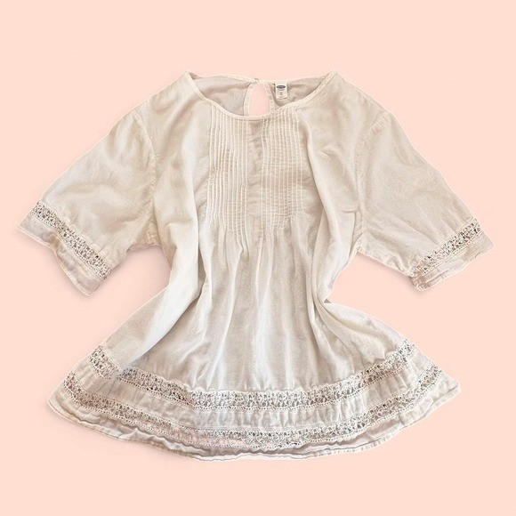 XL Old Navy White Boho Lace Trim Peasant Top