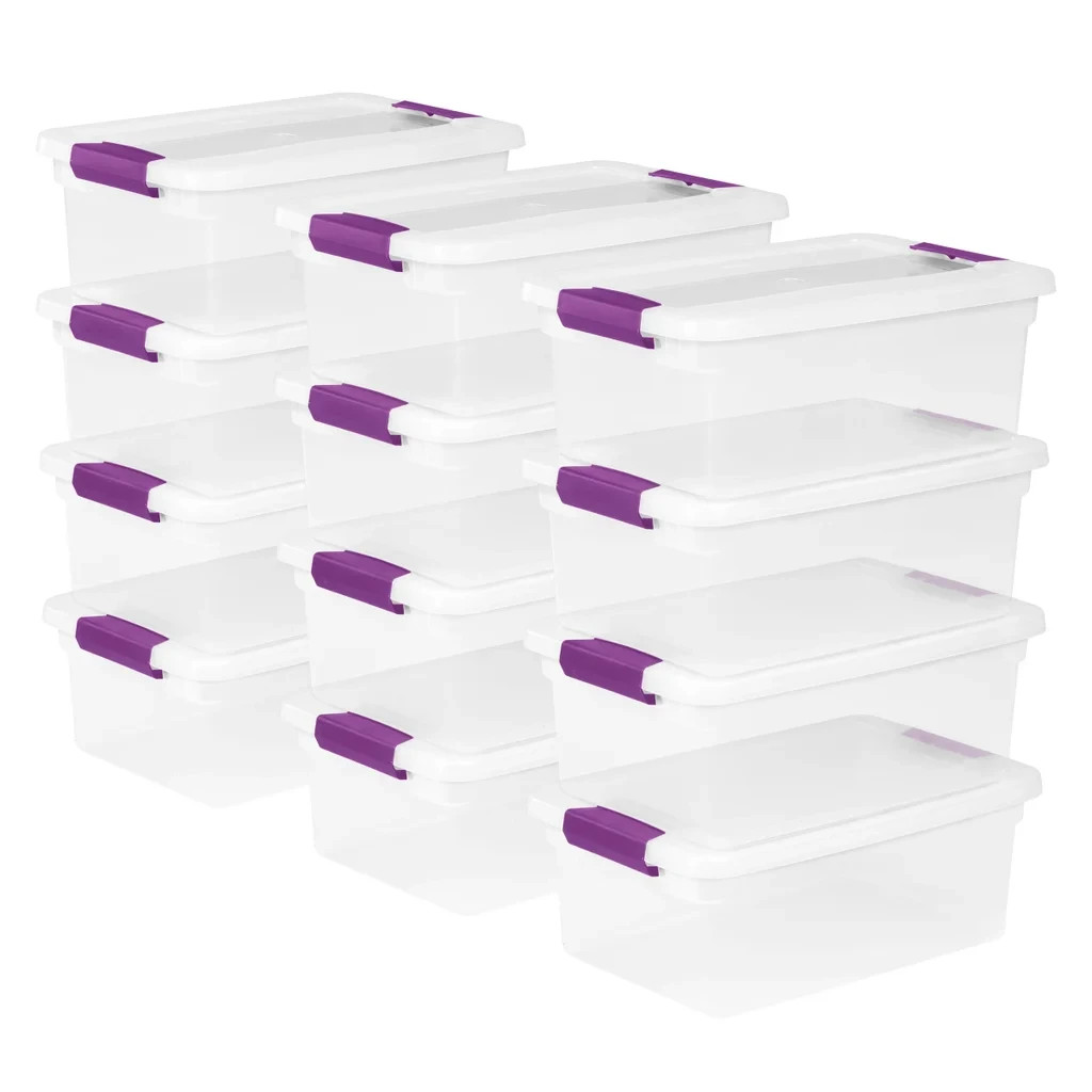 Sterilite 15 Quart ClearView Latch Box, 12-pack