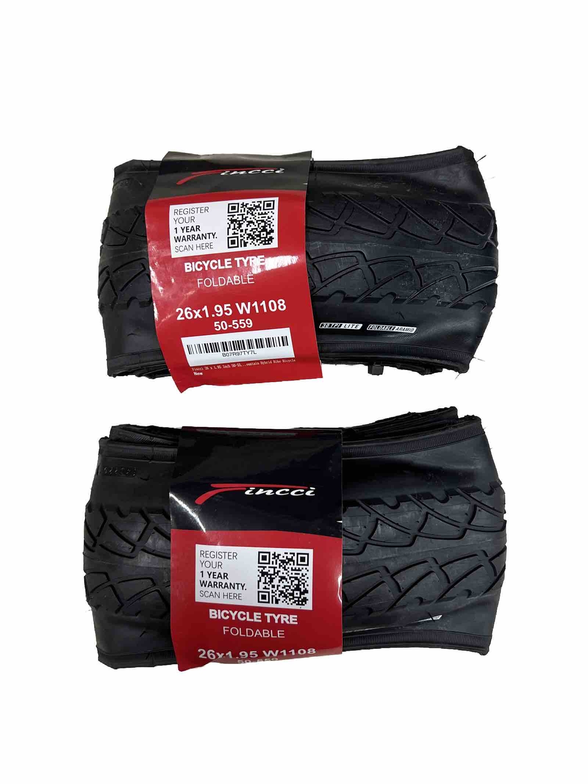 Fincci W1108 26 x 1.95 Inch Bike Tire Foldable 60 TPI (2 PACK) Fincci W1108 26 x 1.95 Inch Bike Tire Foldable 60 TPI (2 PACK)