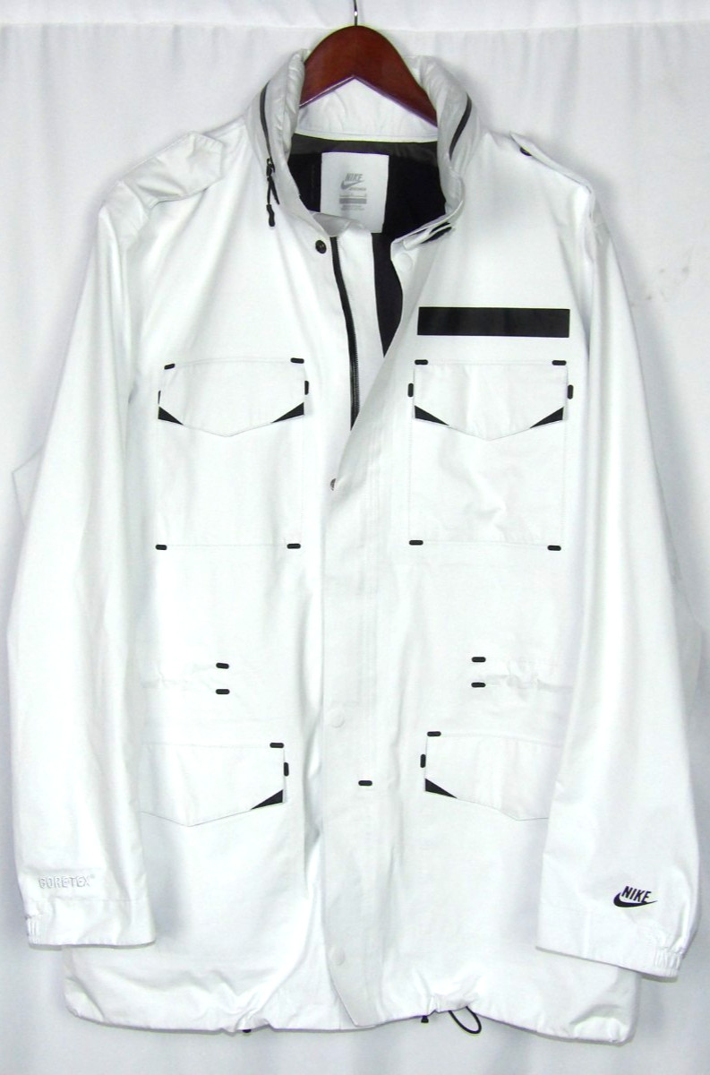 Nike Gore-Tex White Zip-Up Hooded M-65 NSW Military Style Jacket Men\'s Large