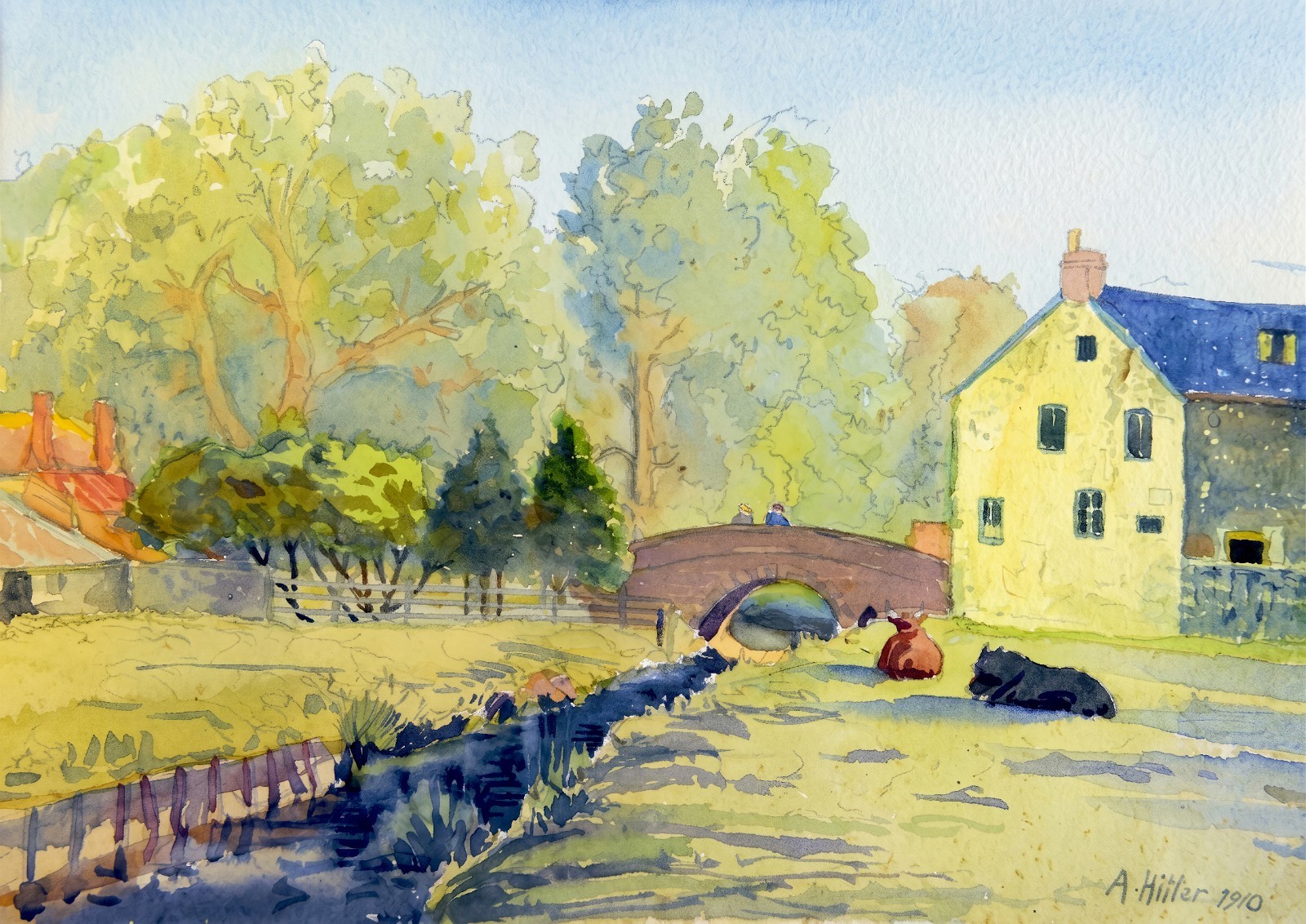 Adolf Hitler: House with Bridge on River 22x30 Archival Quality Fine Art Print Adolf Hitler: House with Bridge on River 22x30 Archival Quality Fine Art Print