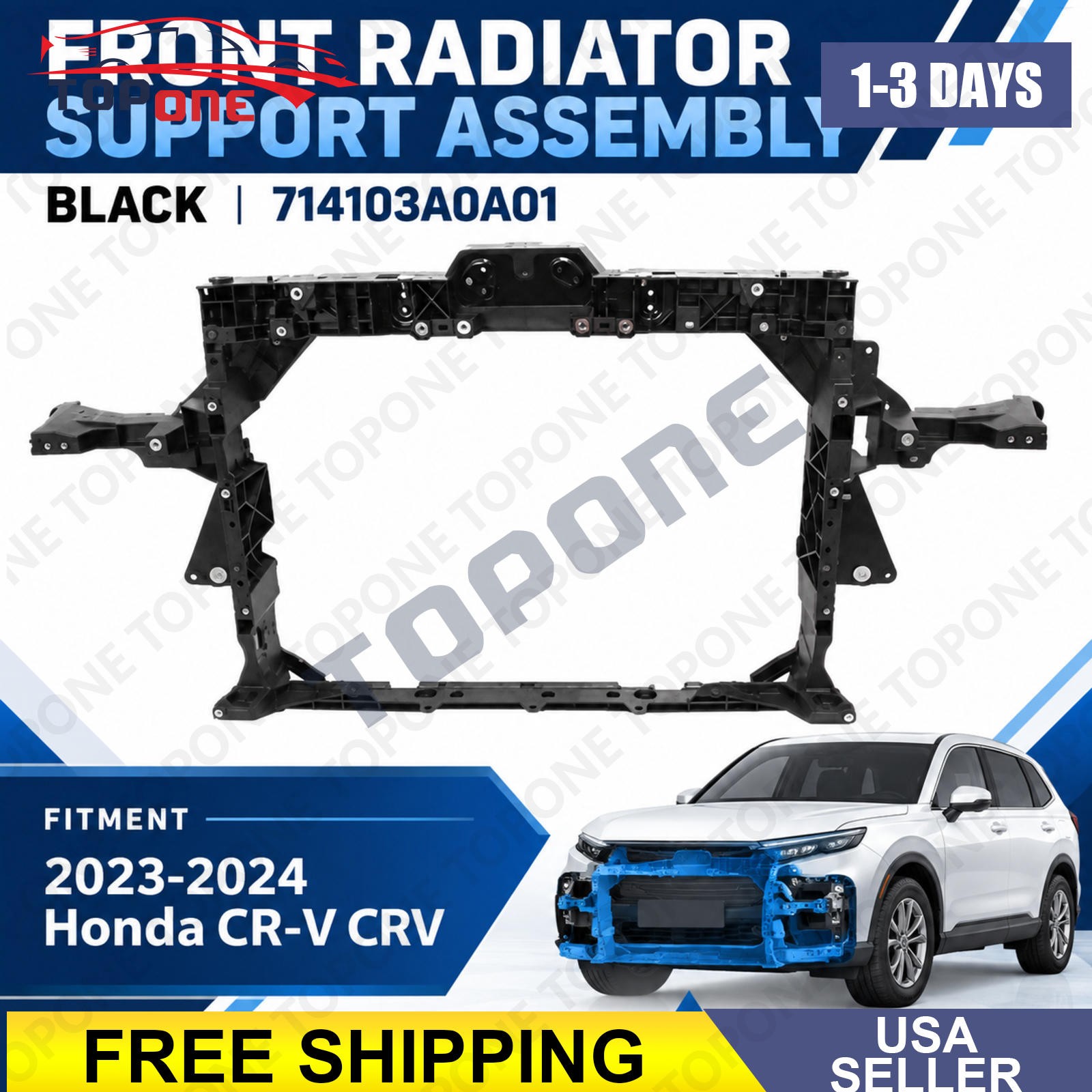 Front Radiator Support Assembly Black For 2023-2024 Honda CR-V CRV 714103A0A01