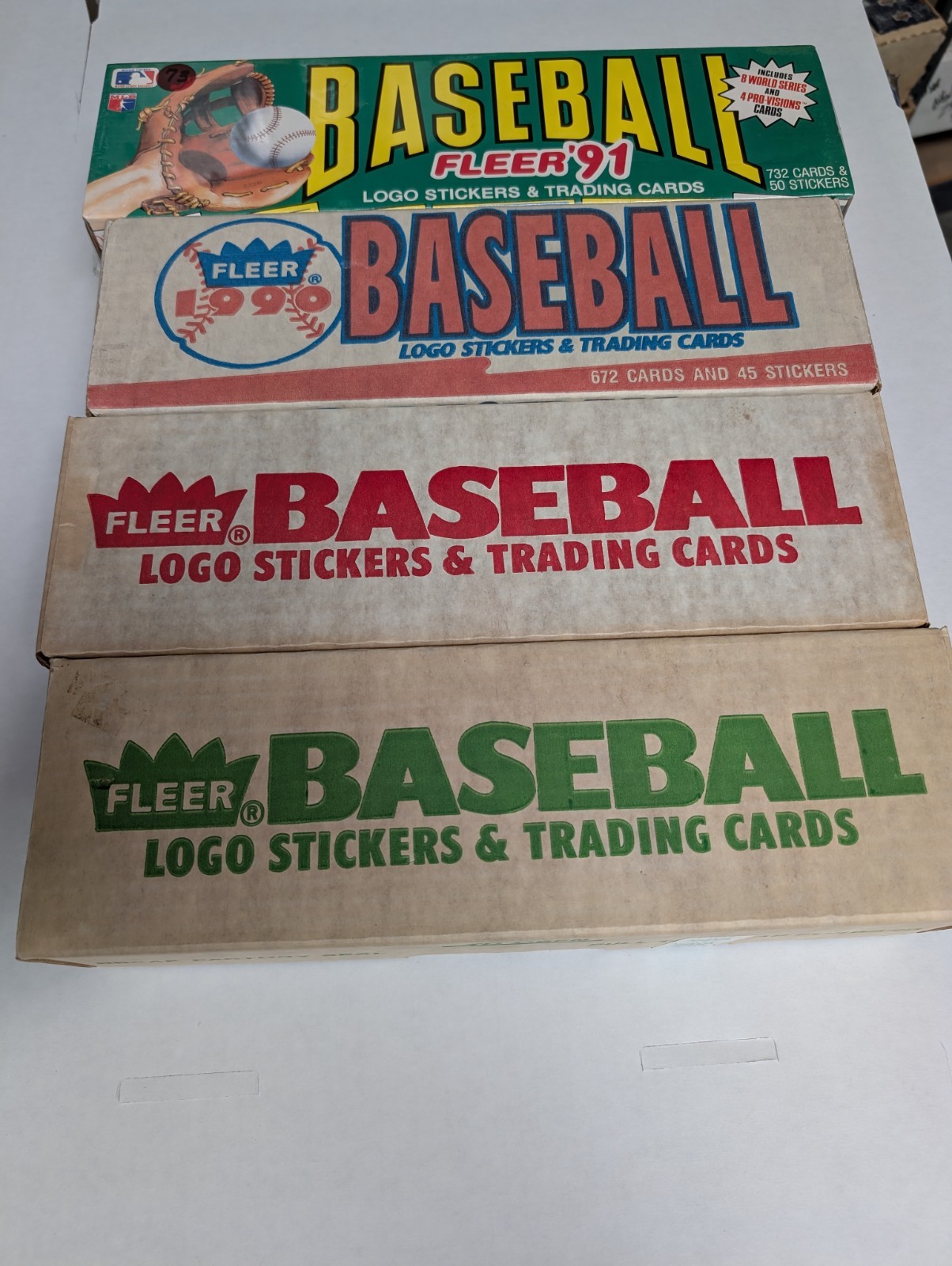 1988, 1989, 1990, 1991 Fleer Baseball Complete Set Lot x4 Factory Sealed New