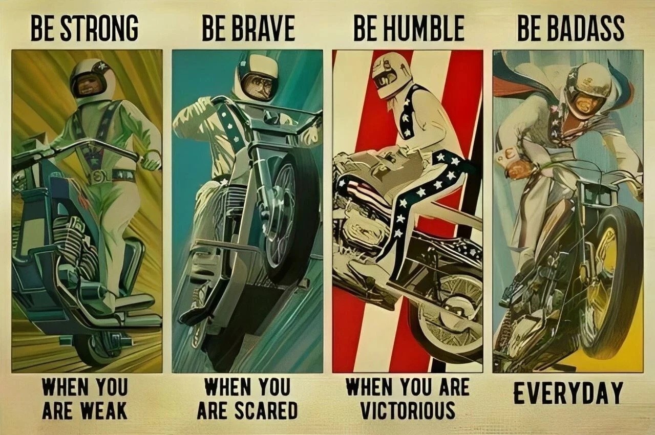 70's Evel Knievel WORDS TO LIVE BY POSTER 70's Evel Knievel WORDS TO LIVE BY POSTER