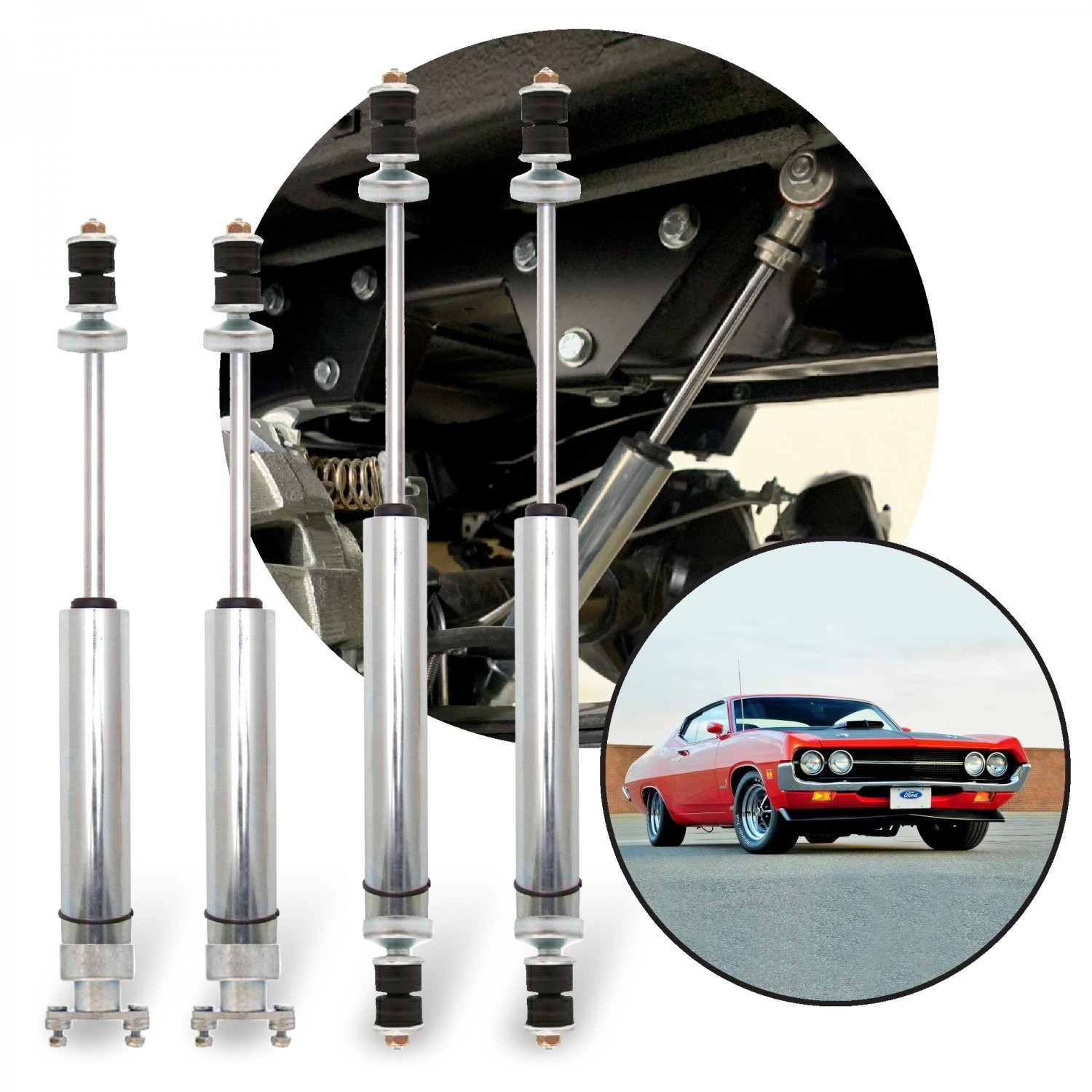 1968-1971 Ford Mercury Torino and Montego Front-Rear Performance Shocks Kit (4)