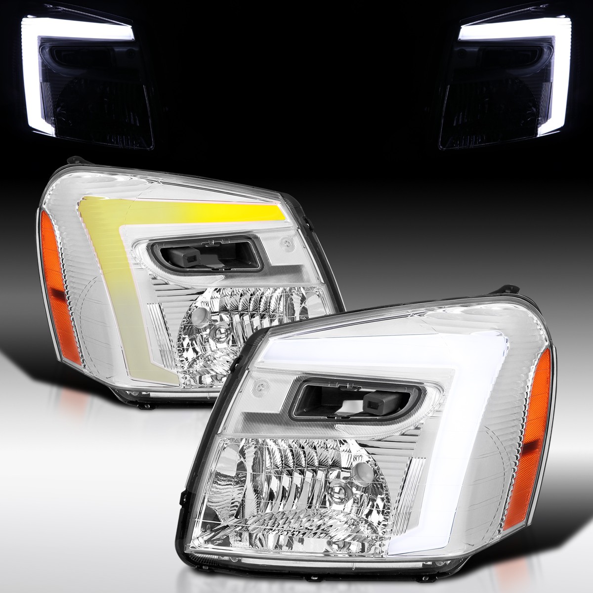 Fit 2005-2009 Chevy Equinox Headlights Lamps LED Sequential Signal Left+Right
