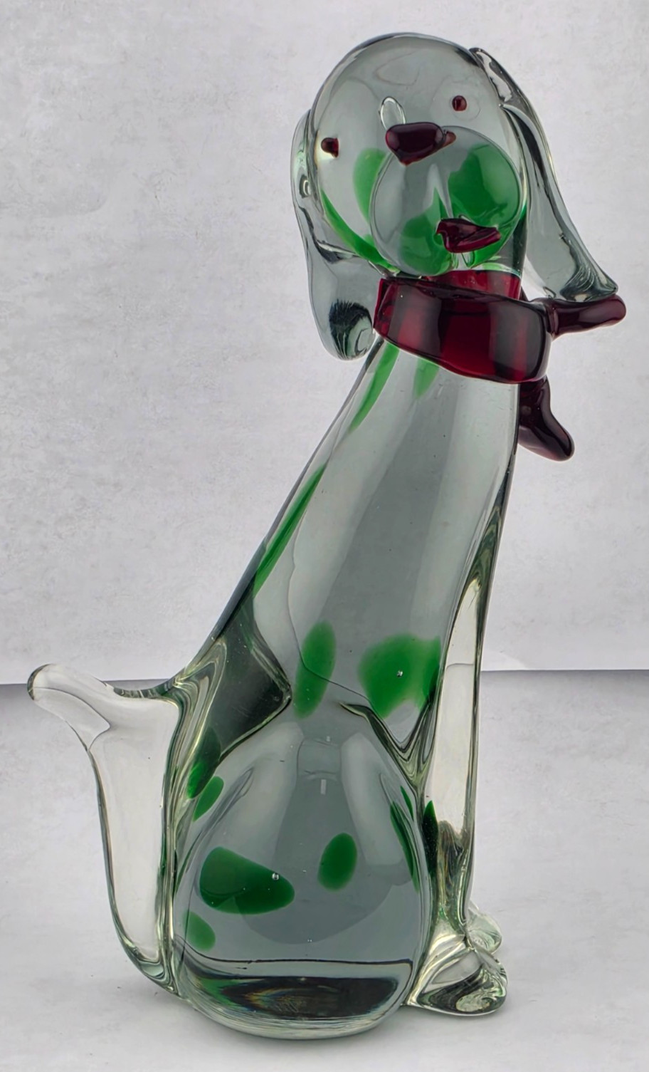 Vintage Seguso Murano Art Glass Smoke Gray Green Spotted 8.5\ Vintage Seguso Murano Art Glass Smoke Gray Green Spotted 8.5\