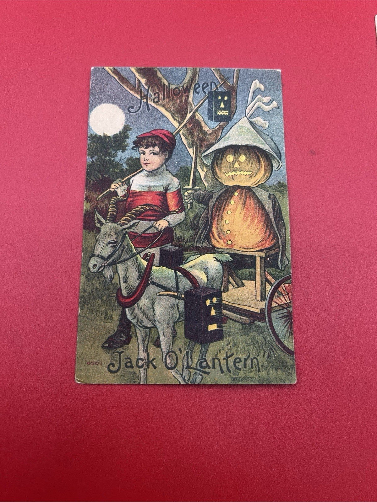 Rare Antique Circa 1910 Halloween Post Card Jack O Lantern Posted Ephemera 