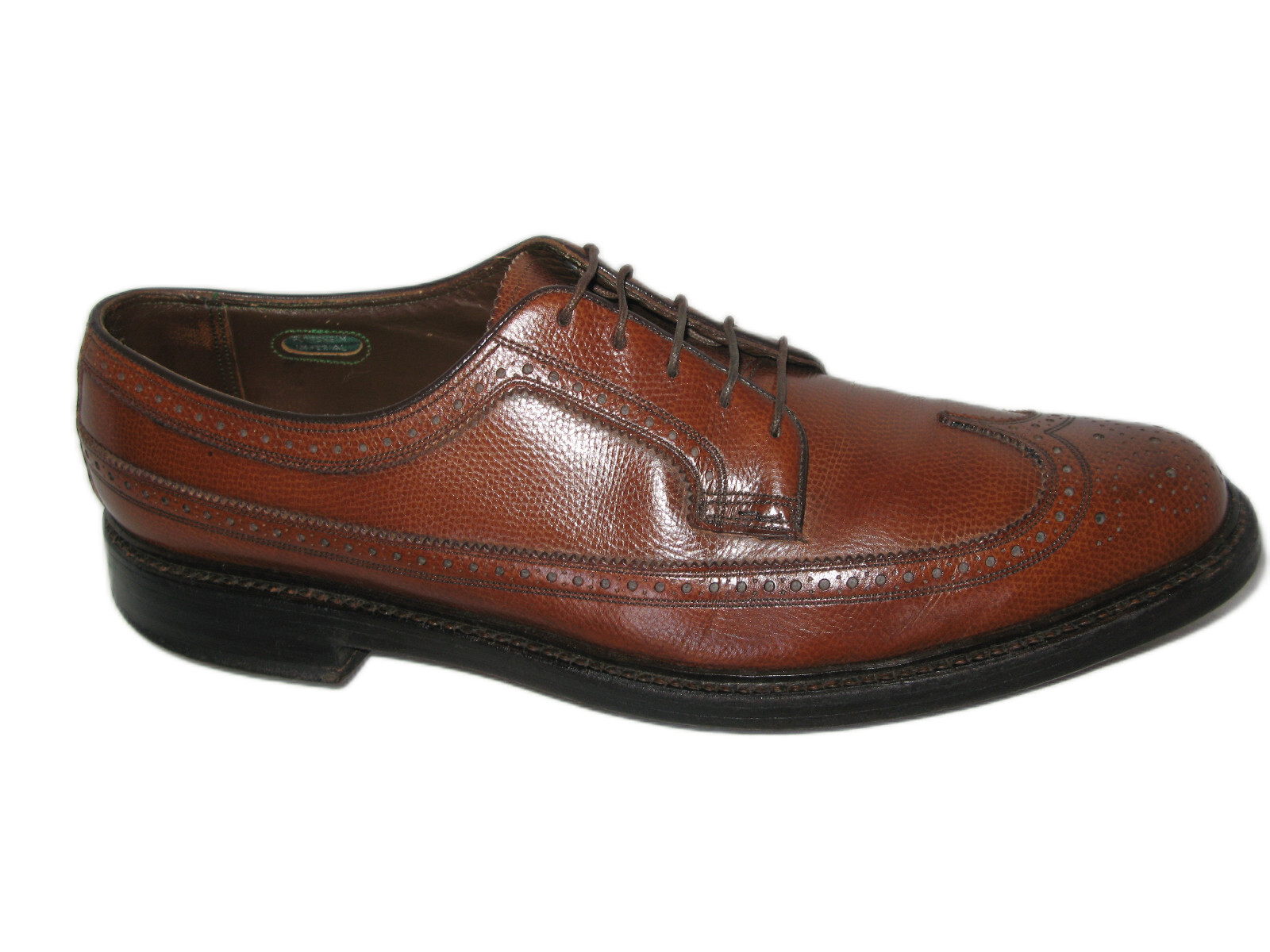 Vintage FLORSHEIM Imperial 93602 Long Wingtip Shoes V-Cleat Brown Men Size 12 A