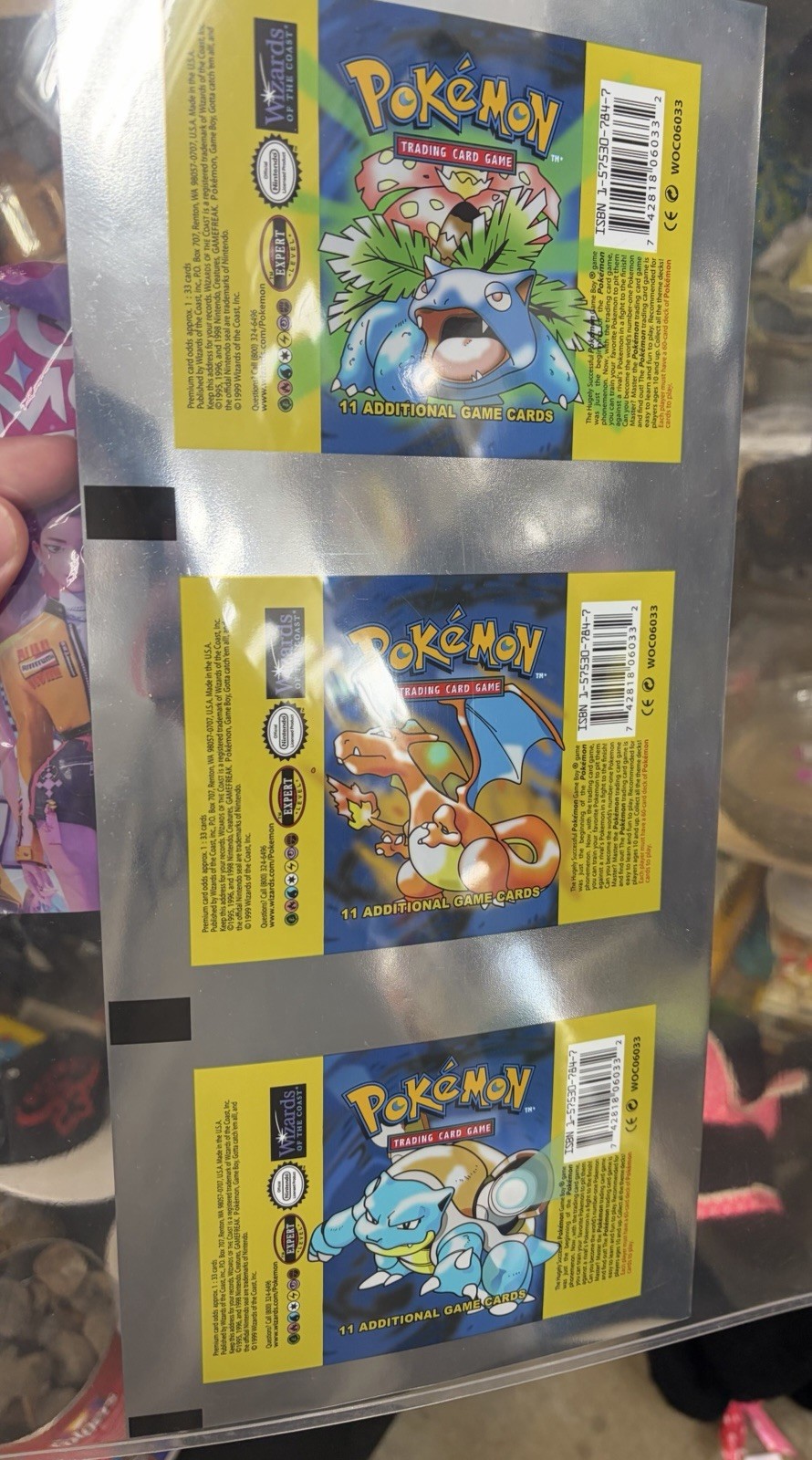 Base Set UNCUT Booster Pack WRAPPER (Charizard Blastoise Venusaur Trio) Pokemon Base Set UNCUT Booster Pack WRAPPER (Charizard Blastoise Venusaur Trio) Pokemon