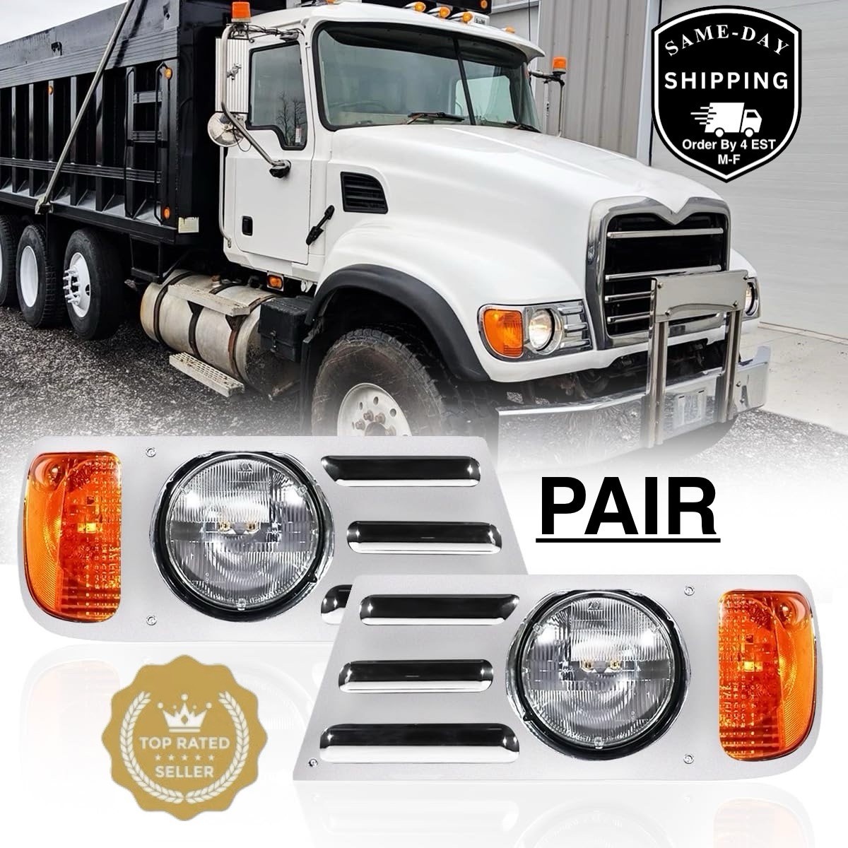 Headlights Assembly fit for Mack CV Replacement Left Driver and Right Passeng...