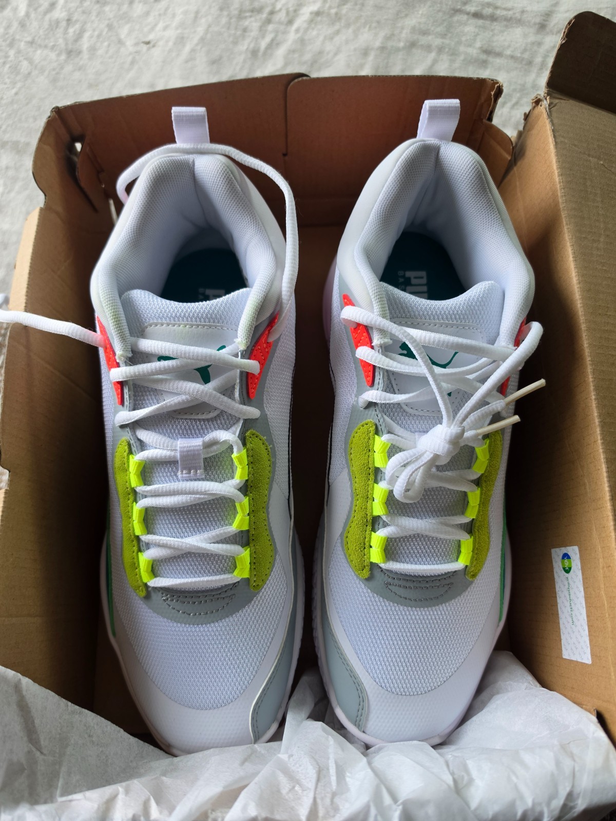 Size 9 - Puma Playmaker Pro White Fiery Coral Lime