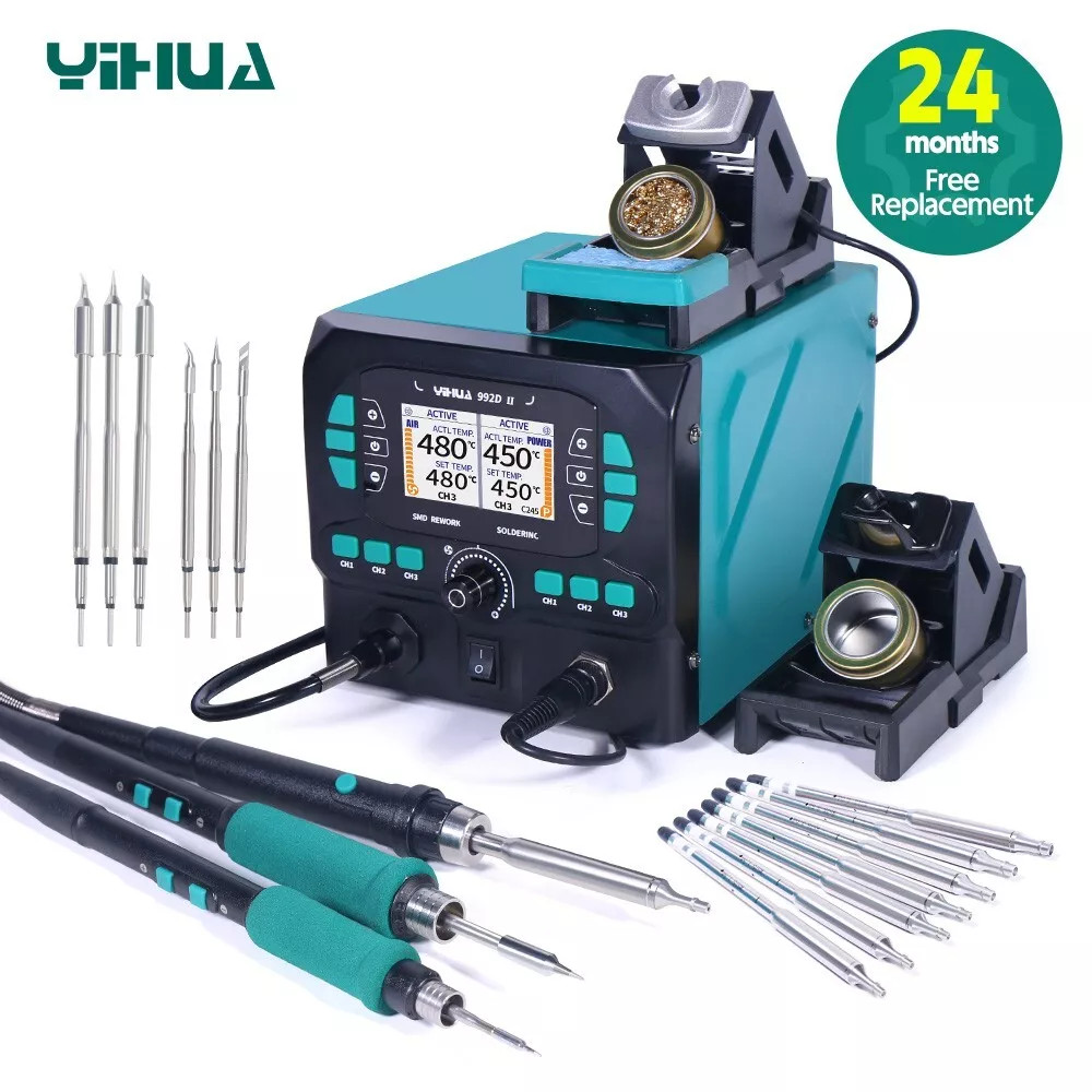 YIHUA 992D-II High-Precision Hot Air Gun C210/C245 Soldering Iron Station Kit