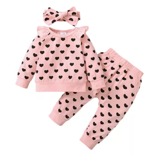 Kids Baby Girls Tracksuit Set Long Sleeve Pullover Tops Pants Outfits Clothes