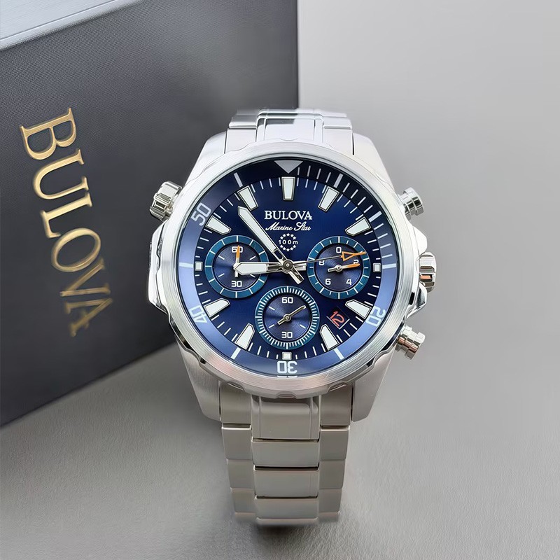Bulova Marine Star Series B Men's Quartz Watch Blue Dial Stainless Steel 43mm