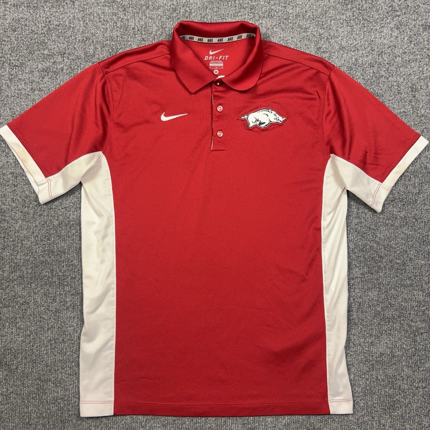 Arkansas Razorbacks Shirt Mens Medium Red NCAA Football Nike Dri Fit Polo