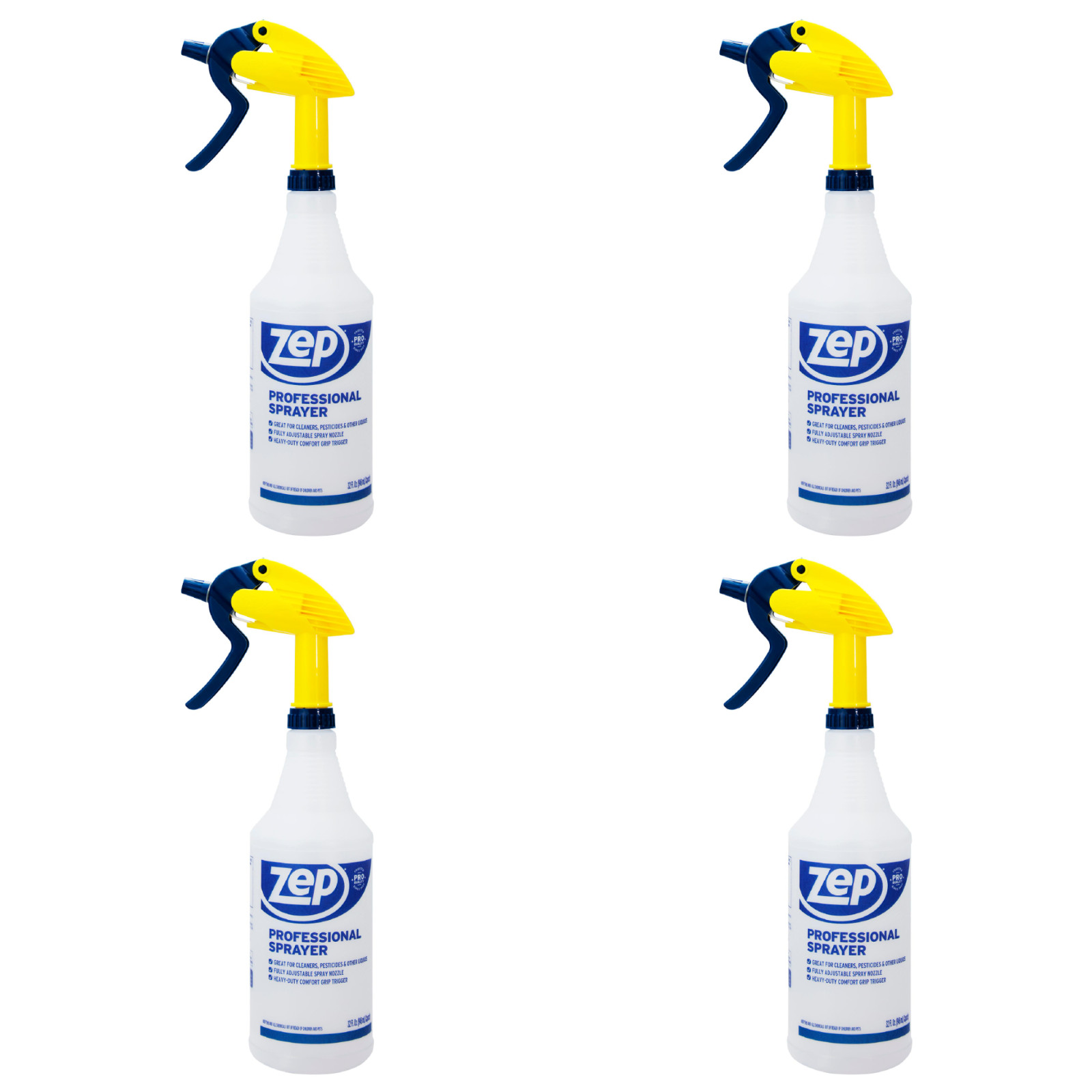 Zep Adjustable Nozzle Spray Bottle Clear 32 fl oz 4-Pack
