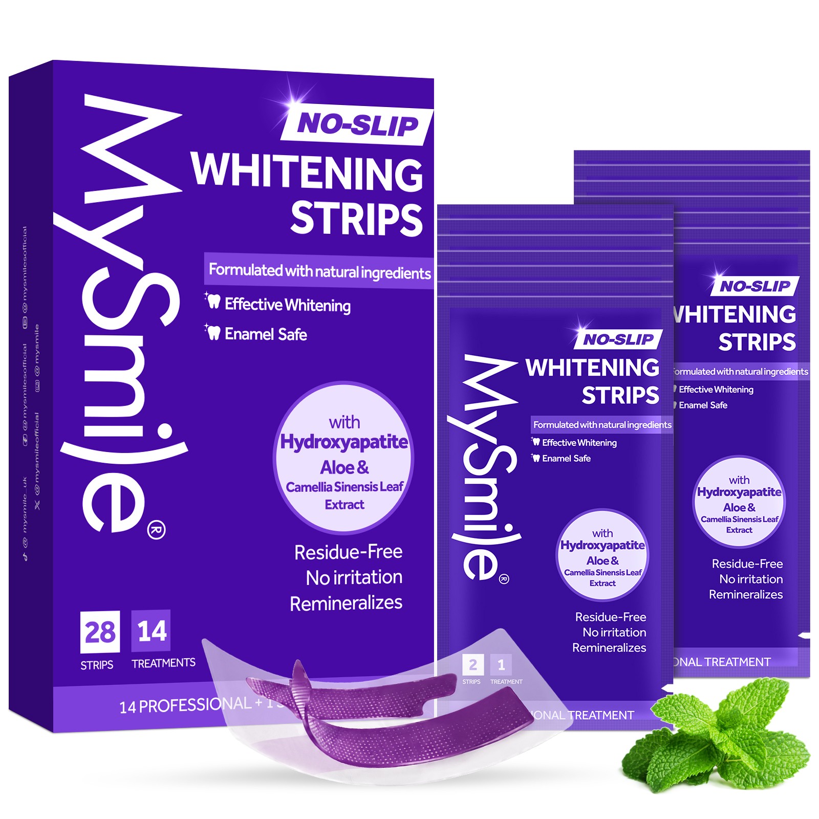 MySmile 28pc Purple Teeth Whitening Strips Residue Free Enamel Safe Whitestrips MySmile 28pc Purple Teeth Whitening Strips Residue Free Enamel Safe Whitestrips