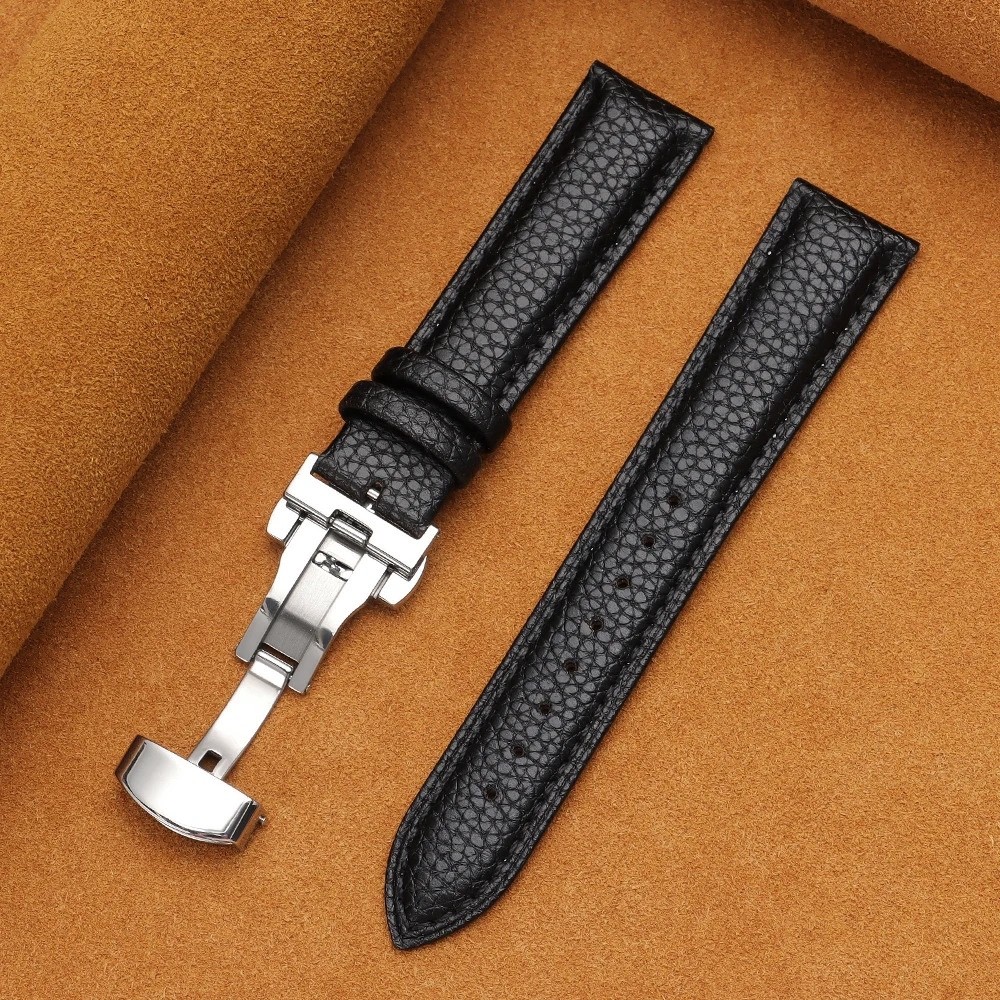 Calfskin Litchi Grain Leather Strap 12-22mm For Rolex Omega Cartier TAG Heuer