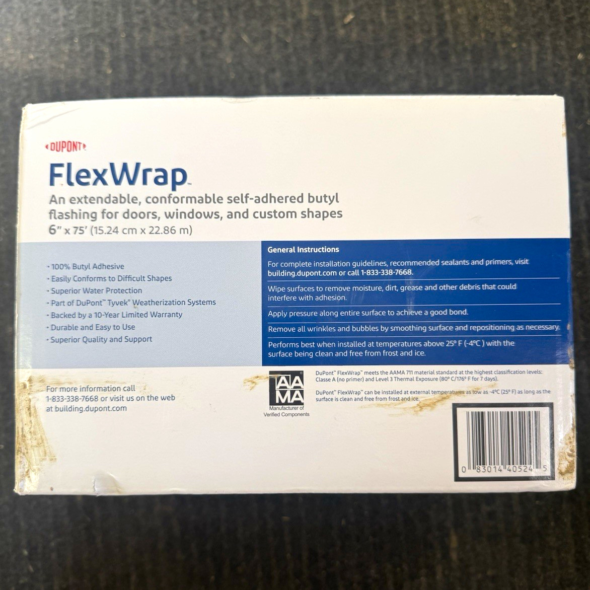 DuPont FlexWrap Self-Adhered Butyl Flashing Tape 6 in x 75 ft (70272) DuPont FlexWrap Self-Adhered Butyl Flashing Tape 6 in x 75 ft (70272)