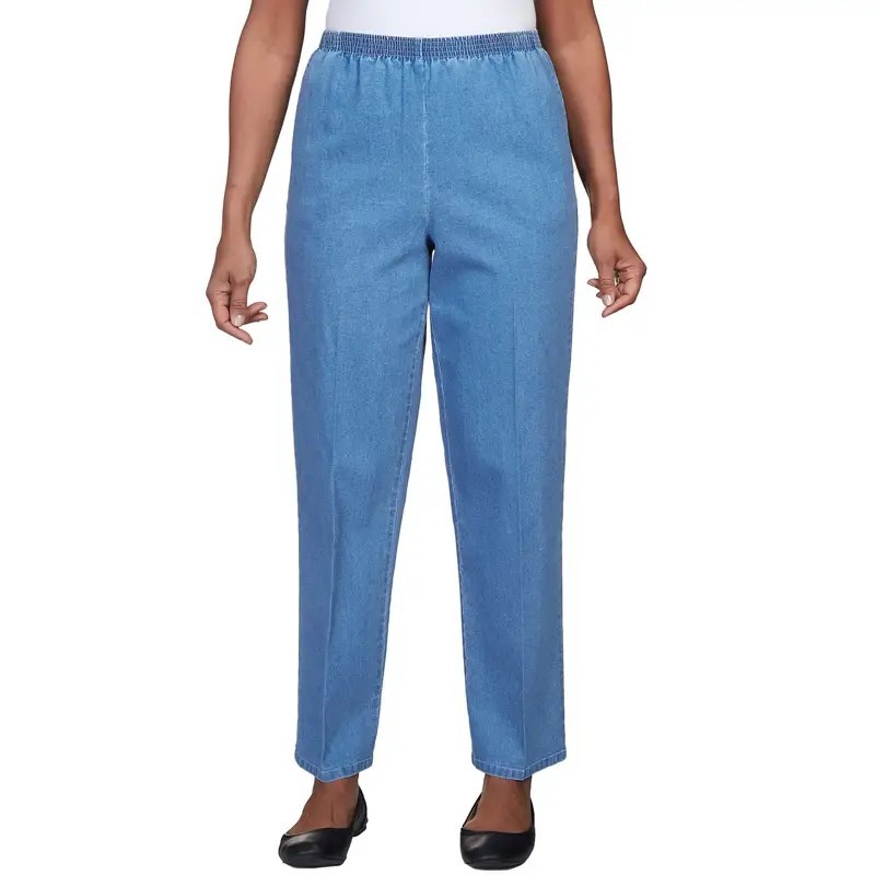 Alfred Dunner Petite Elastic Waist Short Length Pants Women\'s 14P Medium Denim