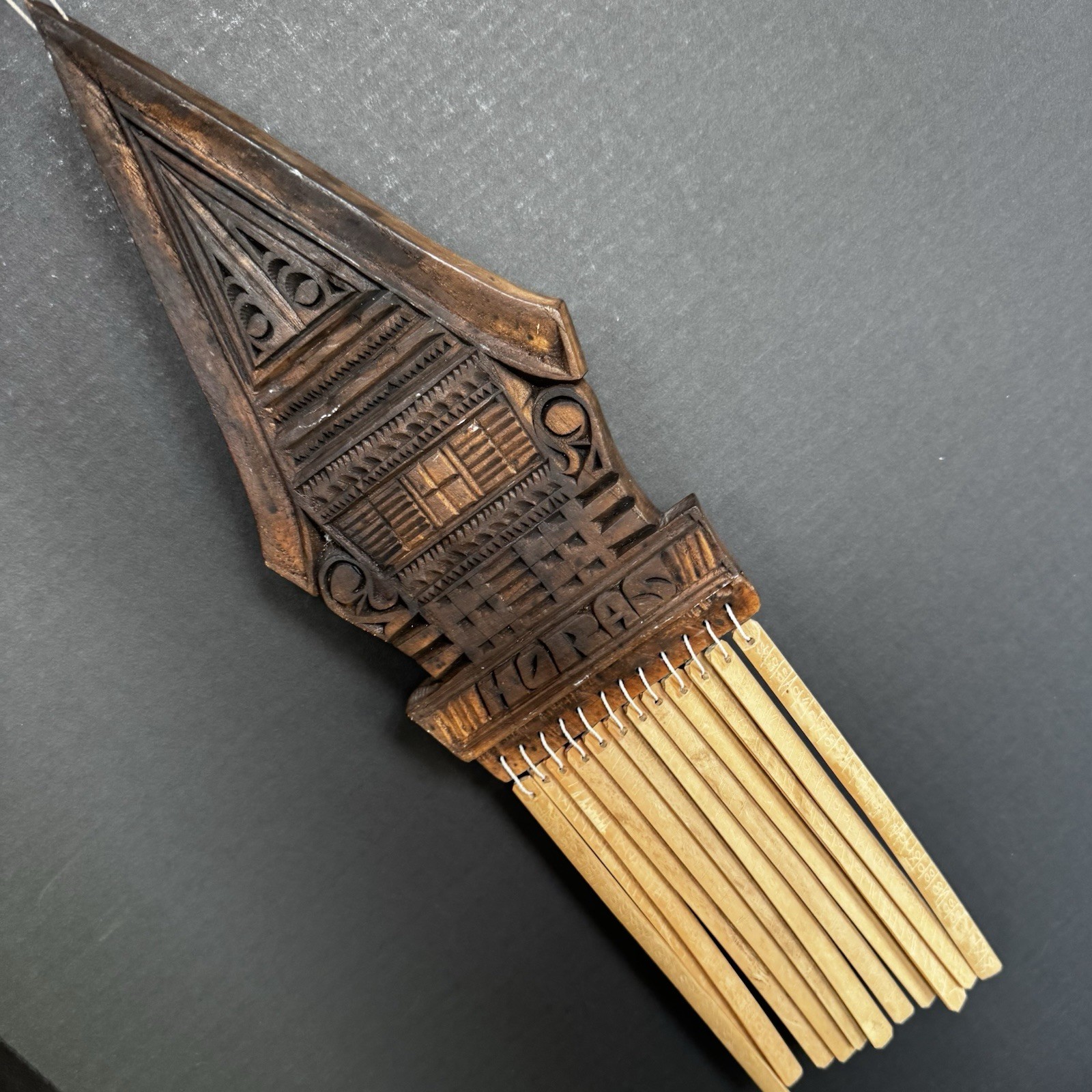 Hand Carved Wood Bamboo Calendar Excellent Condition Batak Sumatra HORAS