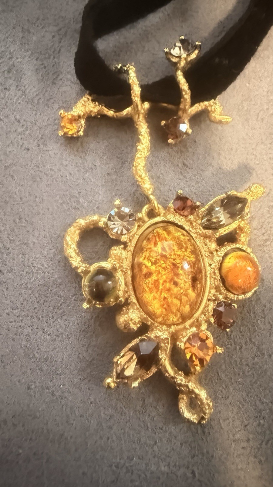 Vintage Christian Lacroix Signed Made in France 1990 Cabochon Charm Necklace