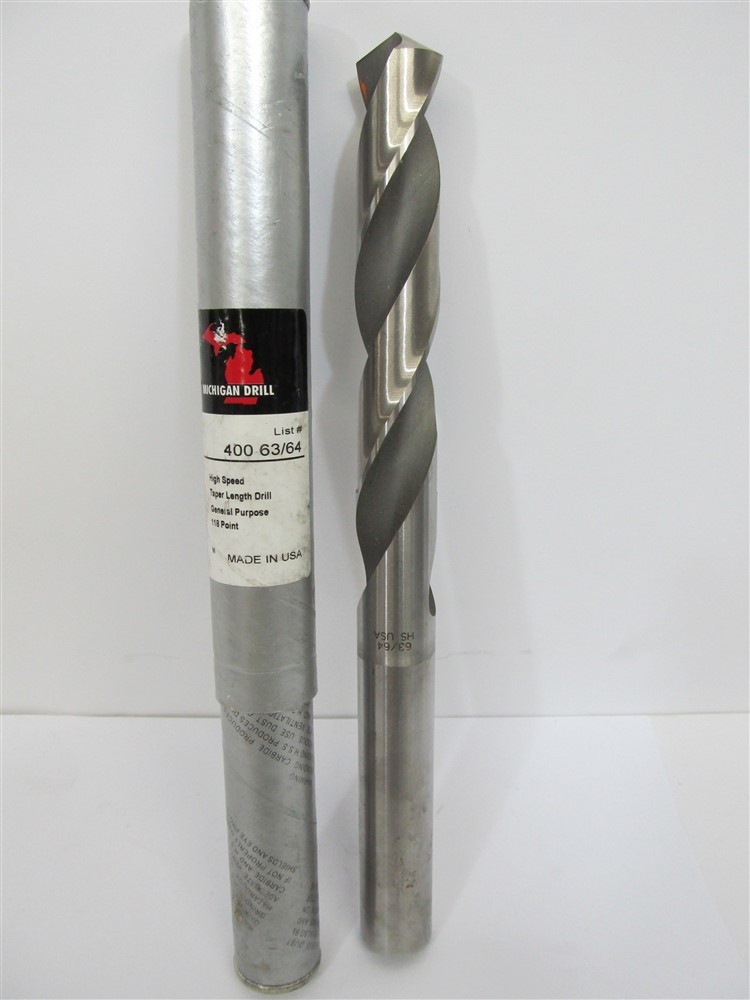Michigan Drill 400-63/64, 63/64, HSS, Taper Length Drill Bit