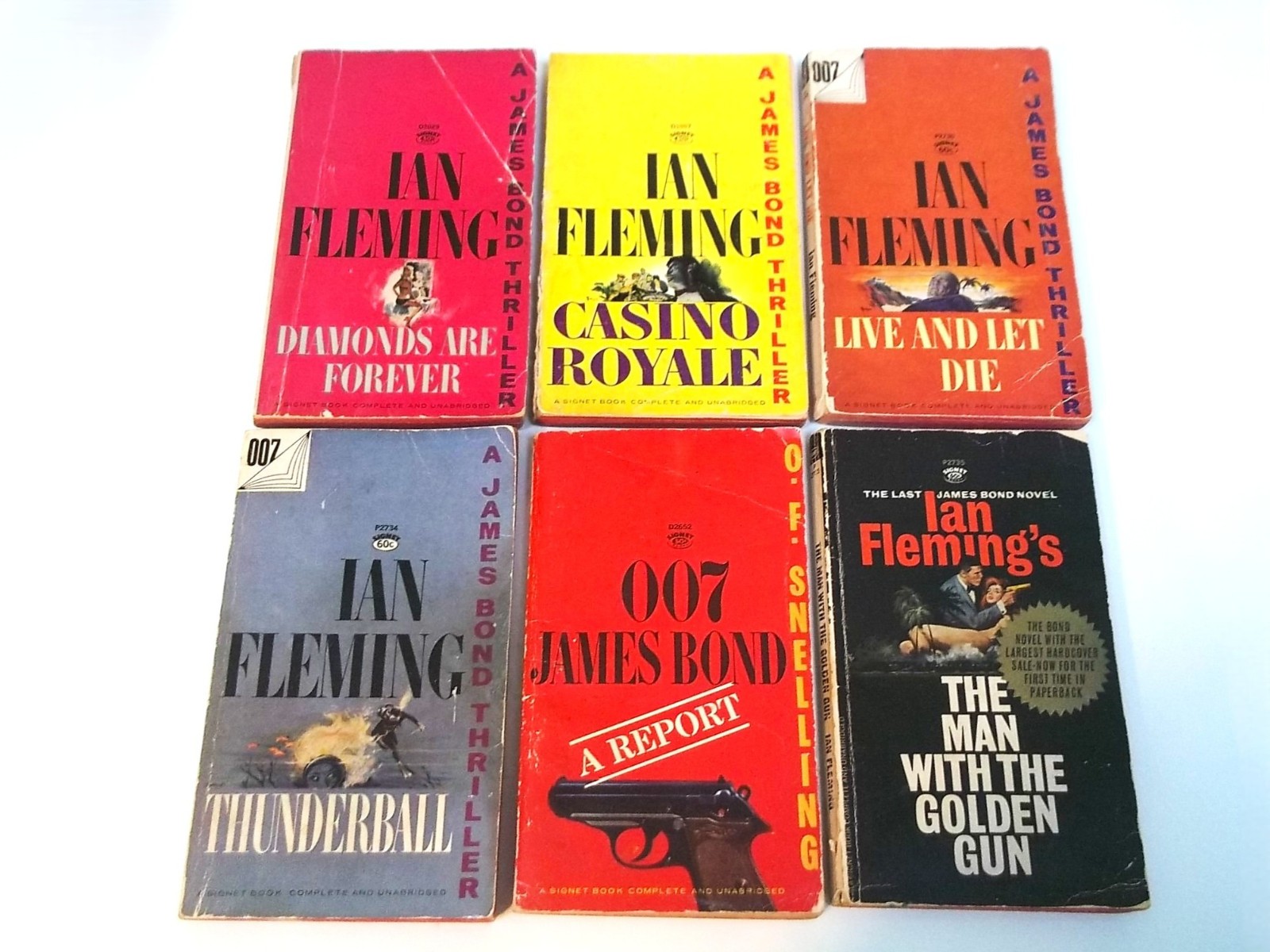 James Bond 007-6 Books- 6 By Ian Fleming & 1 By O. F. Snelling - Please Read
