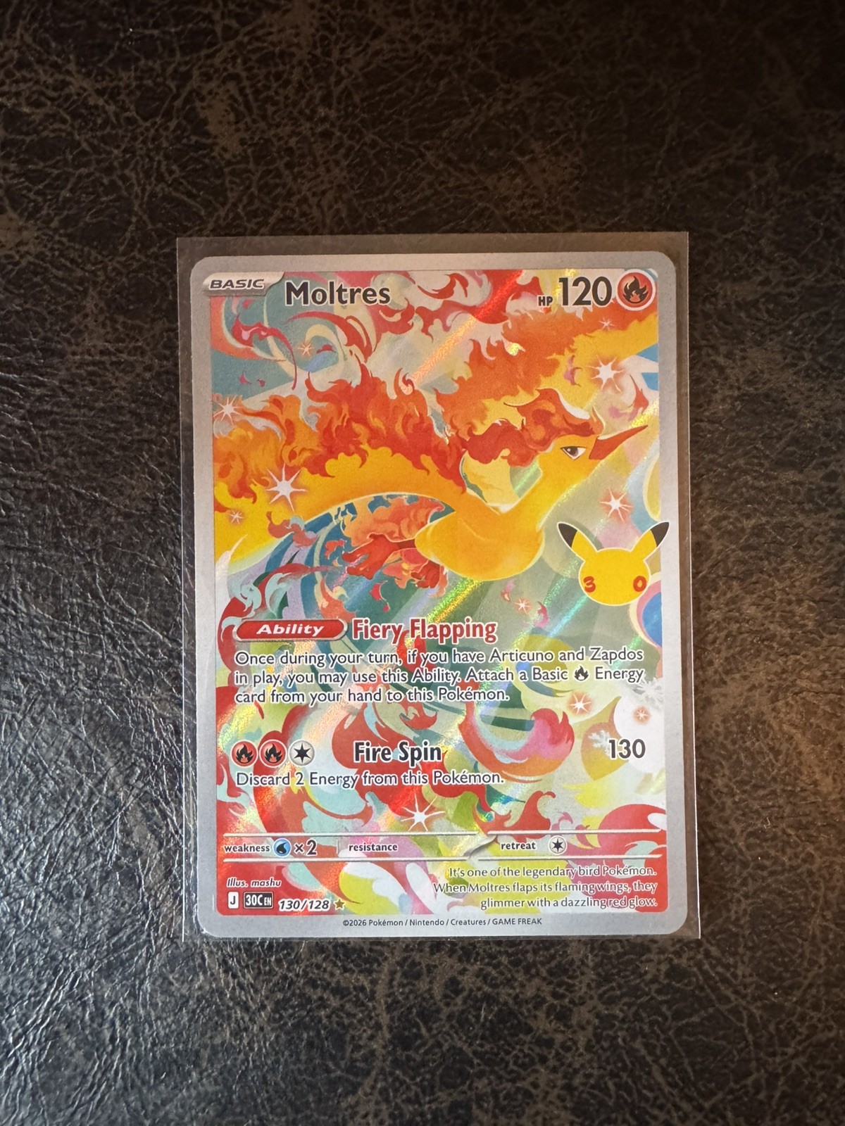 Moltres 130/128 Me: 30th Celebration Holo Illustration Rare Pokemon TCG NM Moltres 130/128 Me: 30th Celebration Holo Illustration Rare Pokemon TCG NM