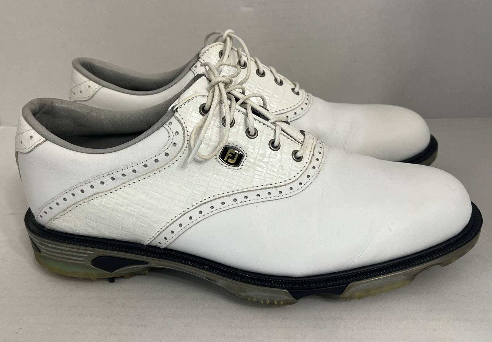 FOOTJOY DRYJOY TOUR OPTI FLEX WHITE LEATHER CROC PRINT  GOLF SHOES MEN\'S 10.5