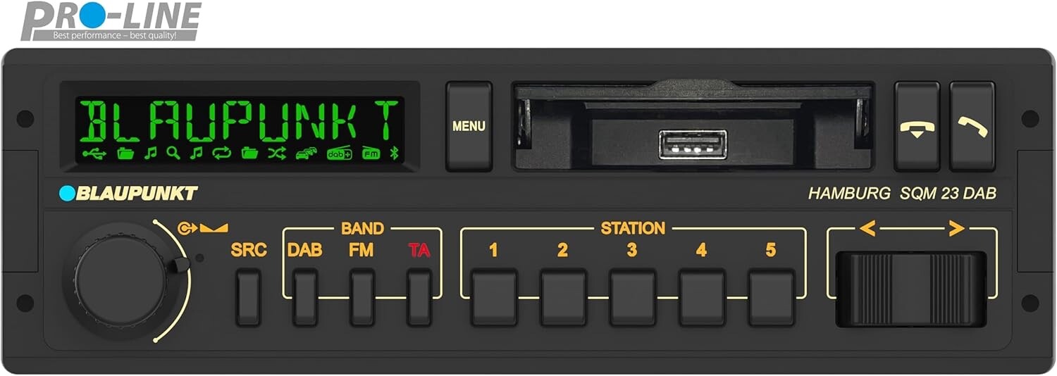 Blaupunkt Hamburg SQM 23 DAB 1-DIN Retro Car Radio DAB+ Bluetooth USB AUX 200W