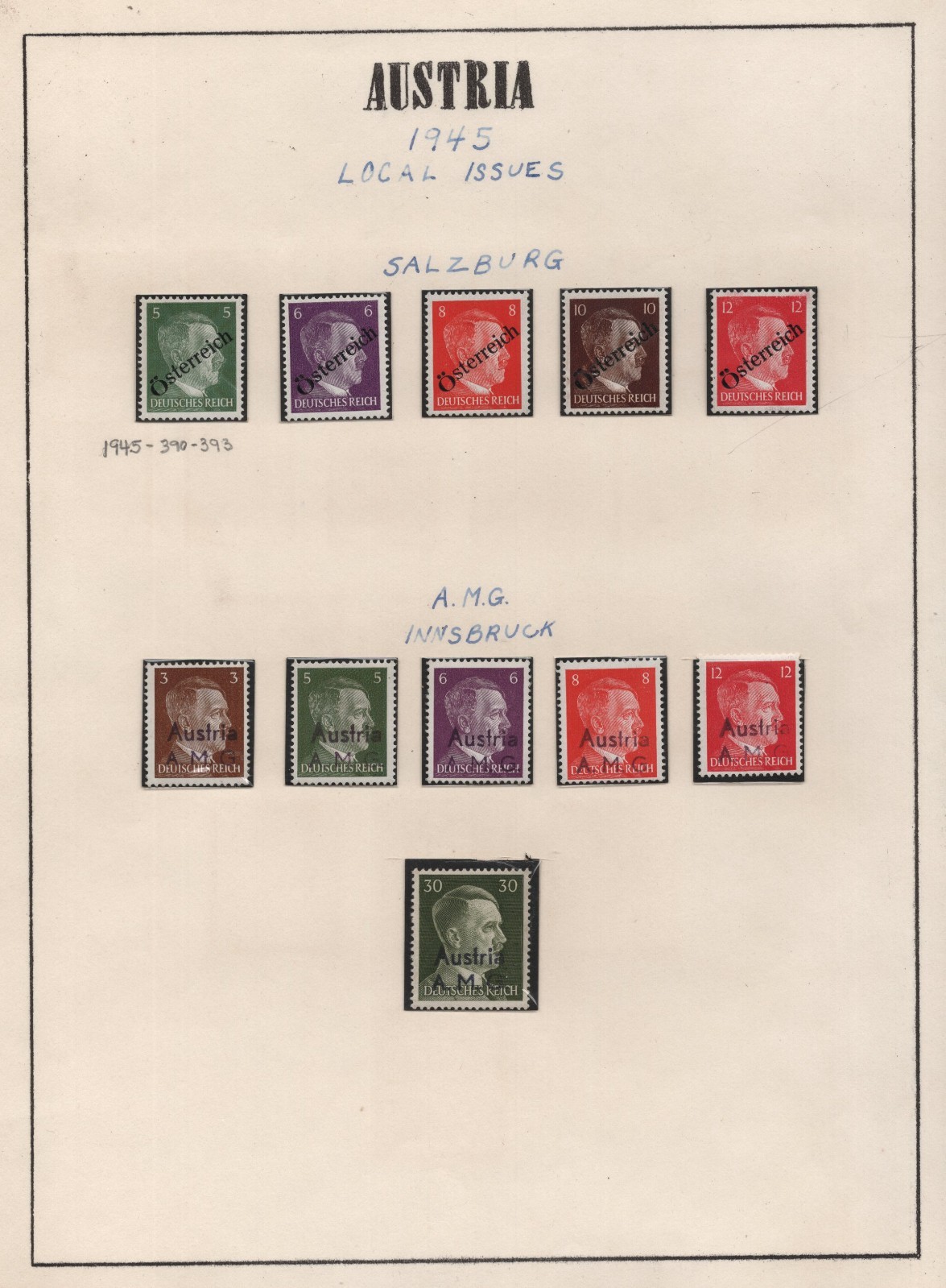 Austria Italy 1919/1945 Collection On 7 Pages Of German Stamps Overprinted