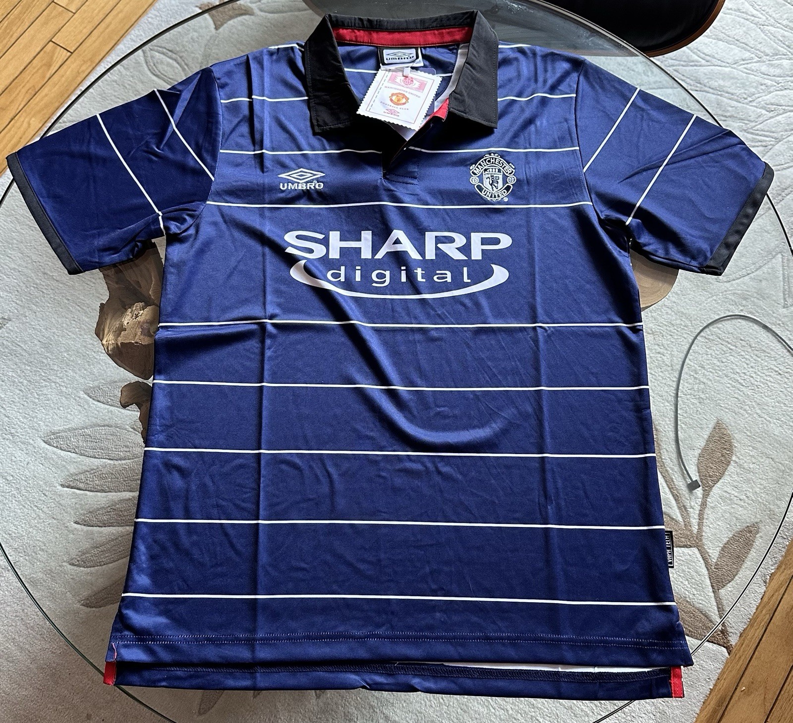 Umbro Manchester United Sharp Digital Soccer Jersey Blue/Black/White Size L