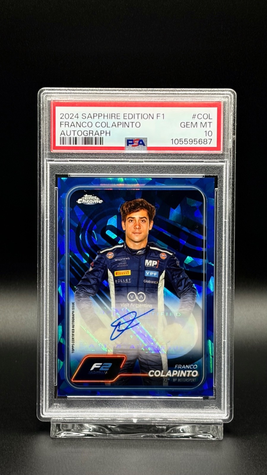 Franco Colapinto PSA 10 Auto SSP / Topps Sapphire Grade Ready F1 F2 F3 #CAC-COL