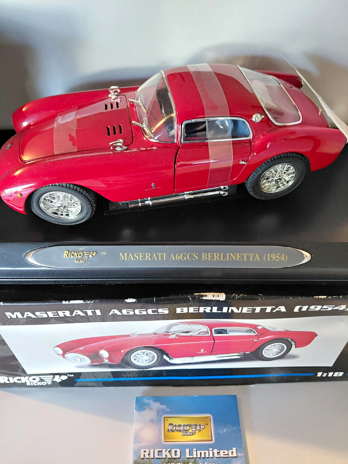Ricko Limited 1:18 Maserati A6GCS Berlinetta 1954 Red Diecast w/ Case