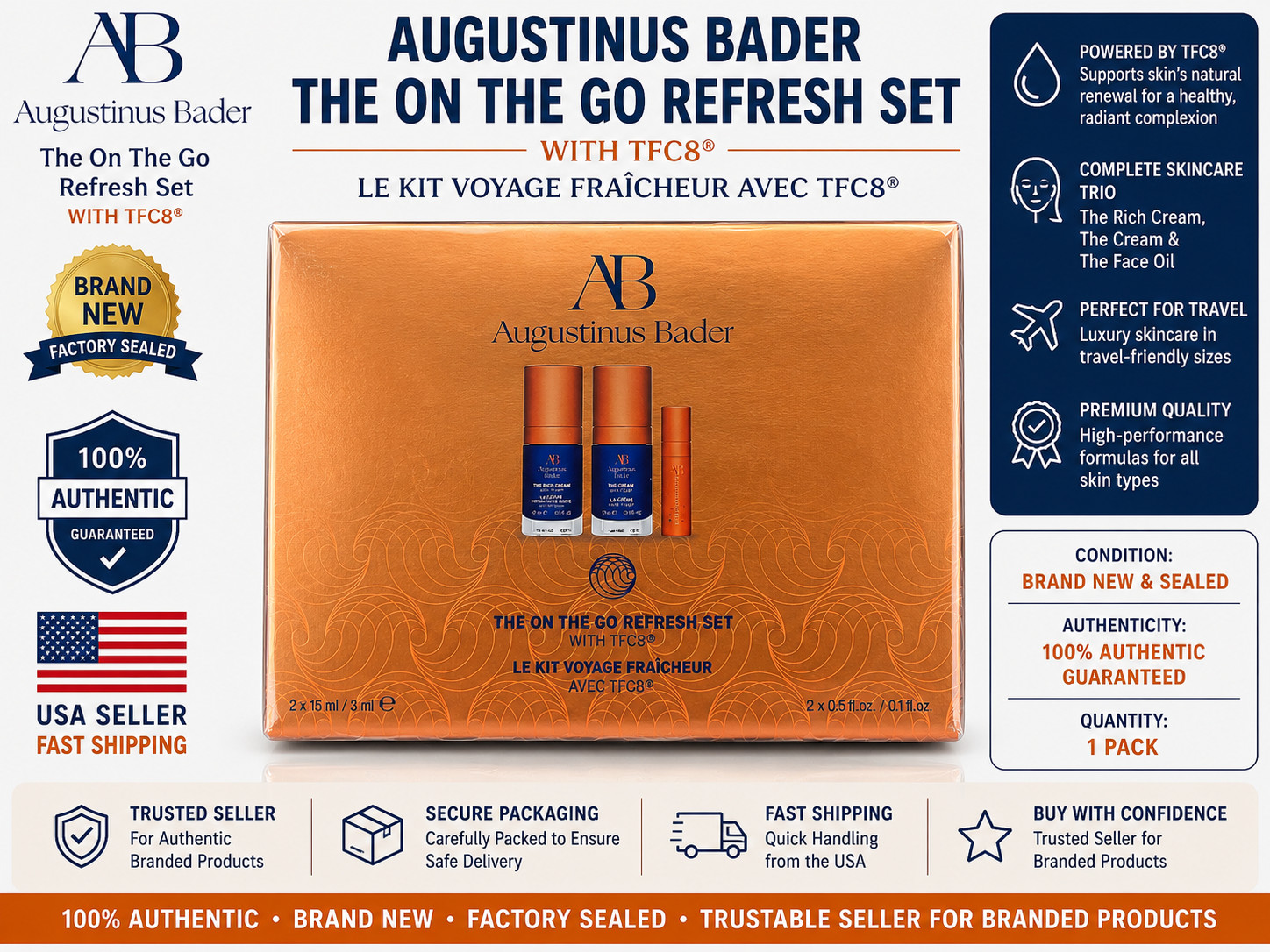 Augustinus Bader The On The Go Refresh Set TFC8 1PK Sealed Authentic NIB