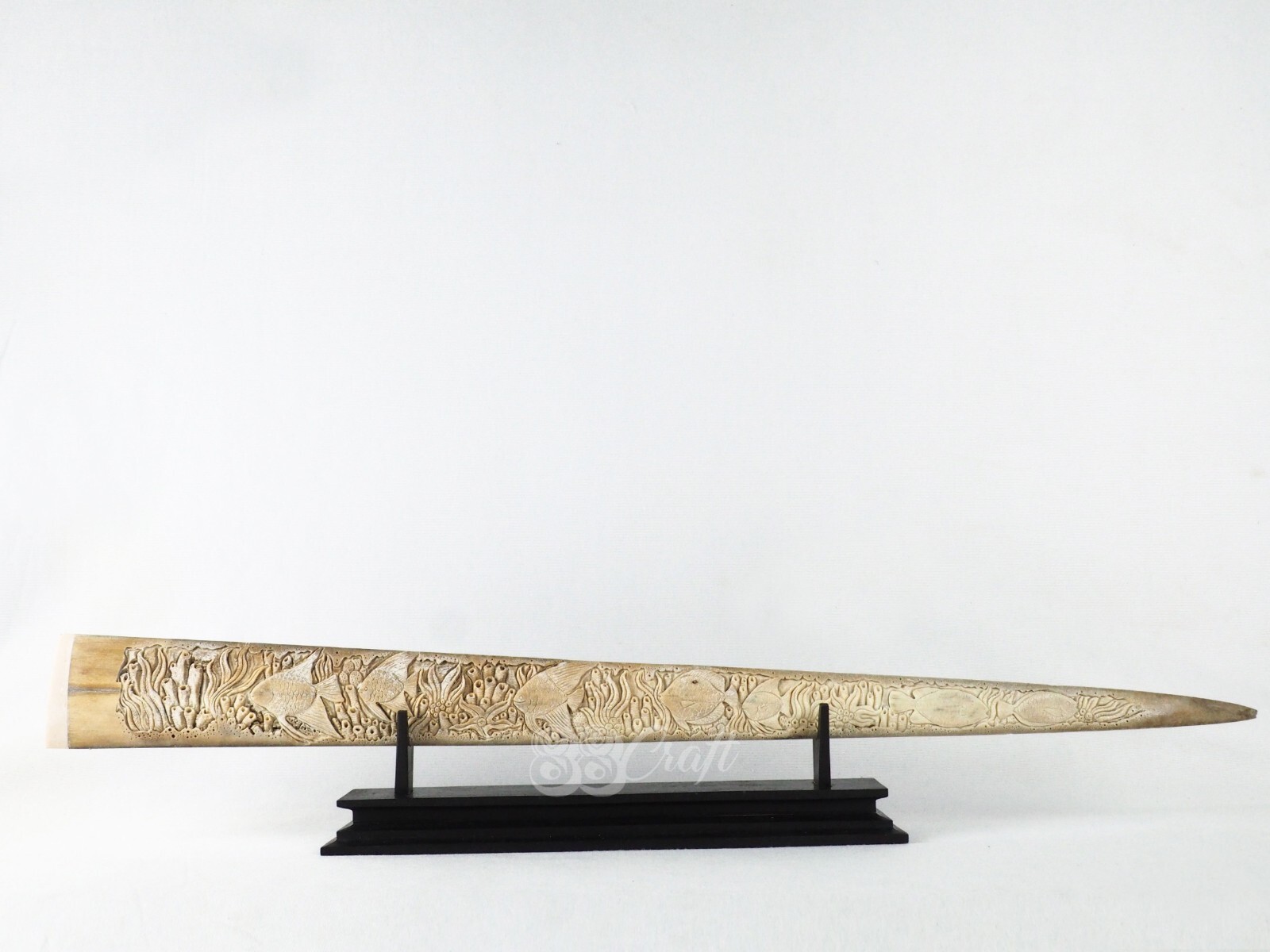 Swordfish Bill Real Marlin Bone Carved Coral Fish 30'' Antique Decoration